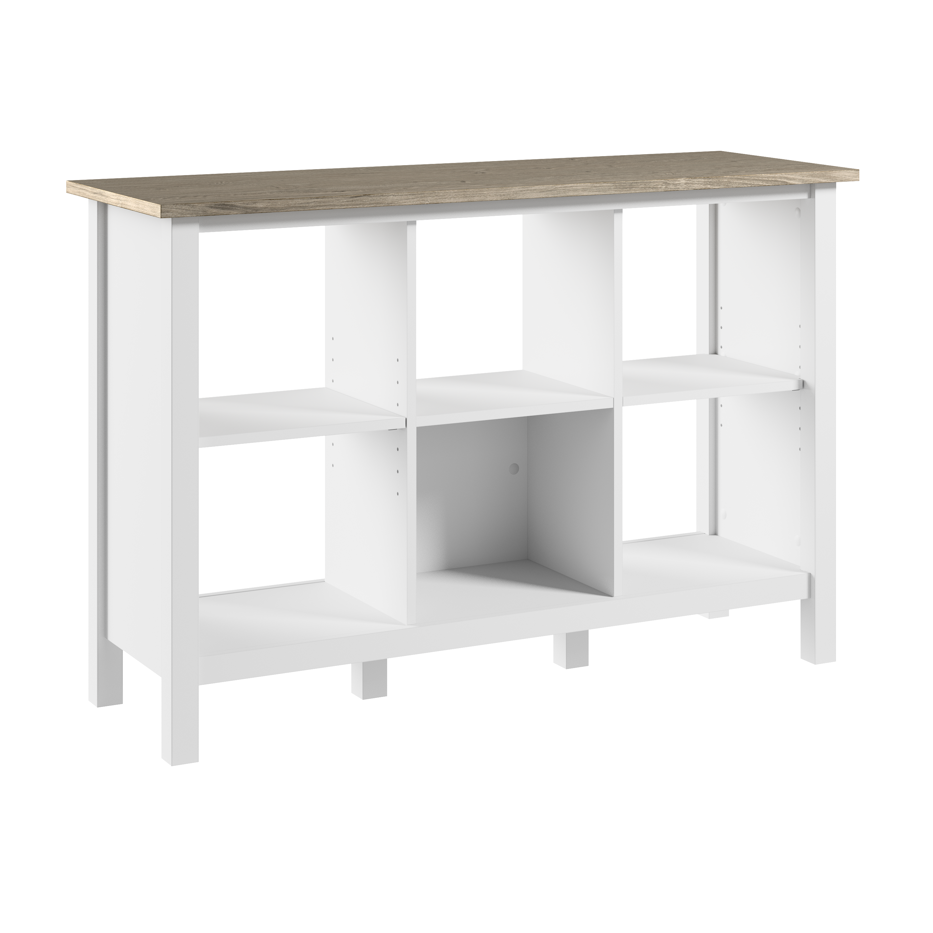 Shop Bush Furniture Mayfield 6 Cube Bookcase 02 MAB145GW2-03 #color_shiplap gray/pure white