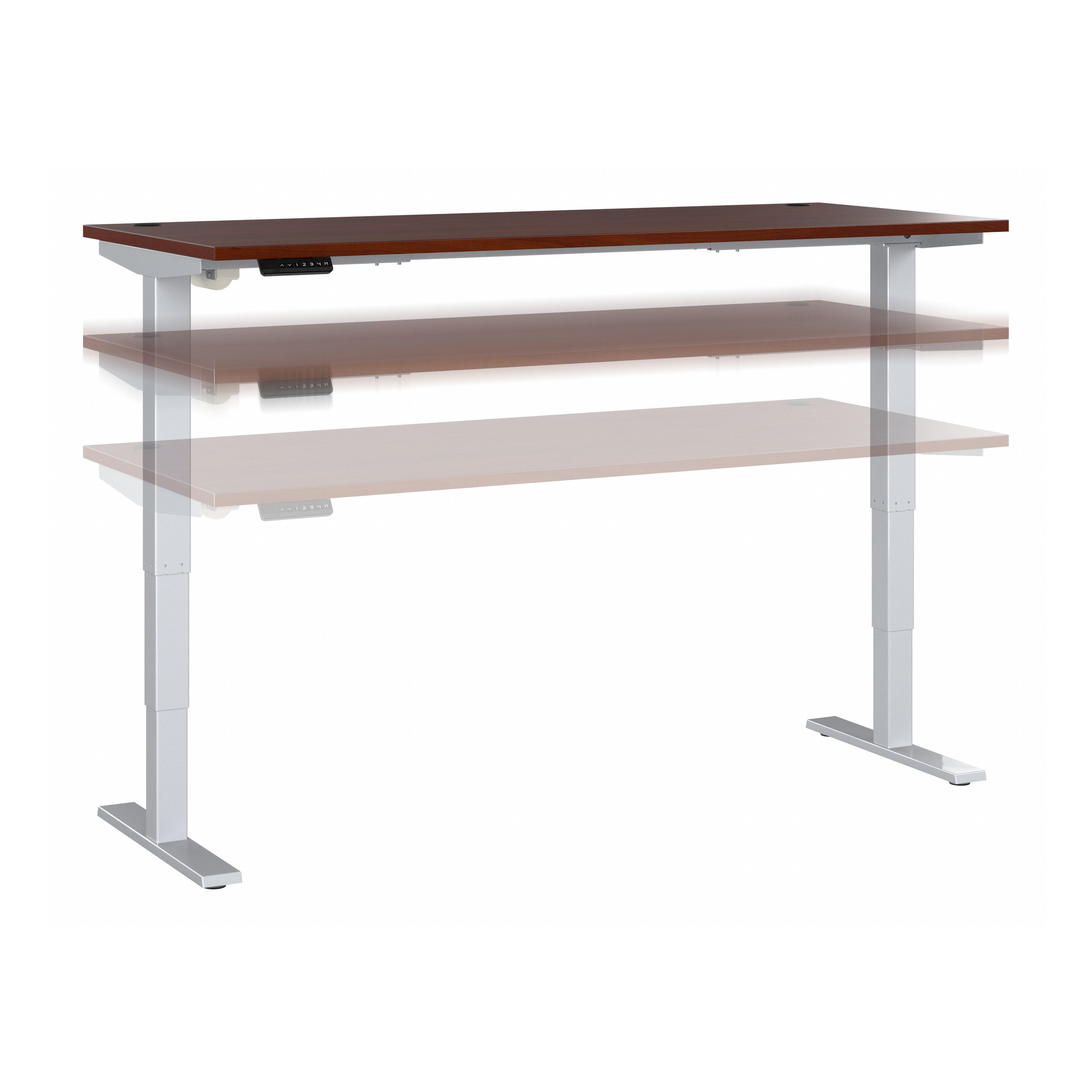 Shop Move 40 Series by Bush Business Furniture 72W x 30D Electric Height Adjustable Standing Desk 02 M4S7230HCSK #color_hansen cherry/cool gray metallic