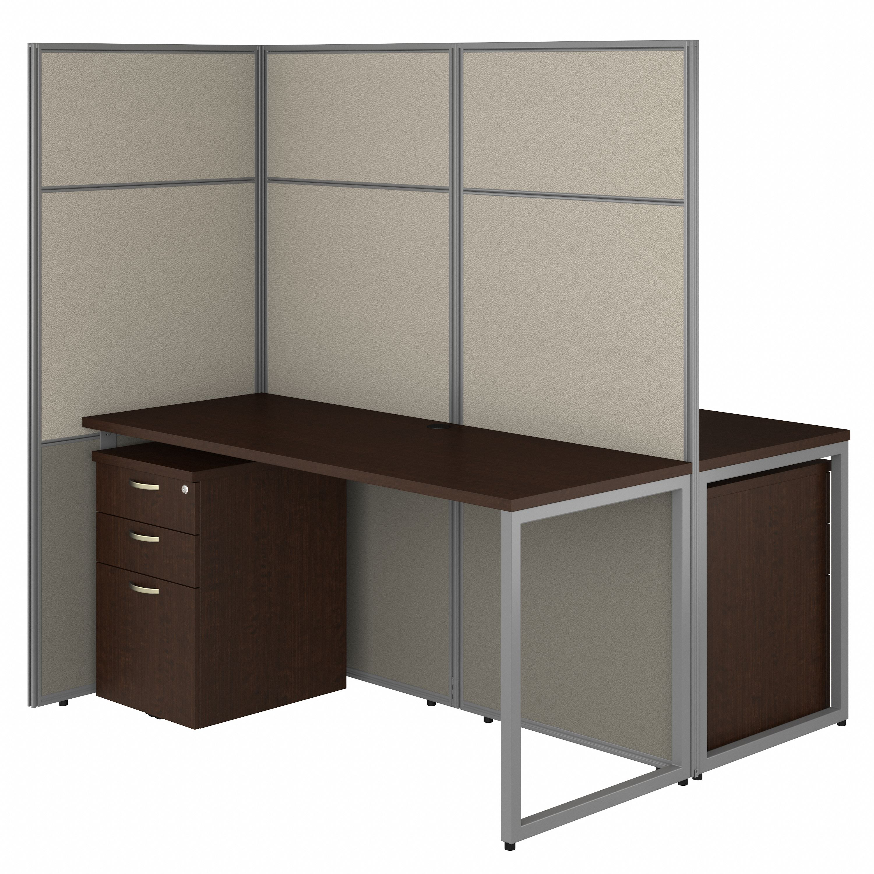Shop Bush Business Furniture Easy Office 60W 2 Person Cubicle Desk with File Cabinets and 66H Panels 02 EODH46SMR-03K #color_mocha cherry