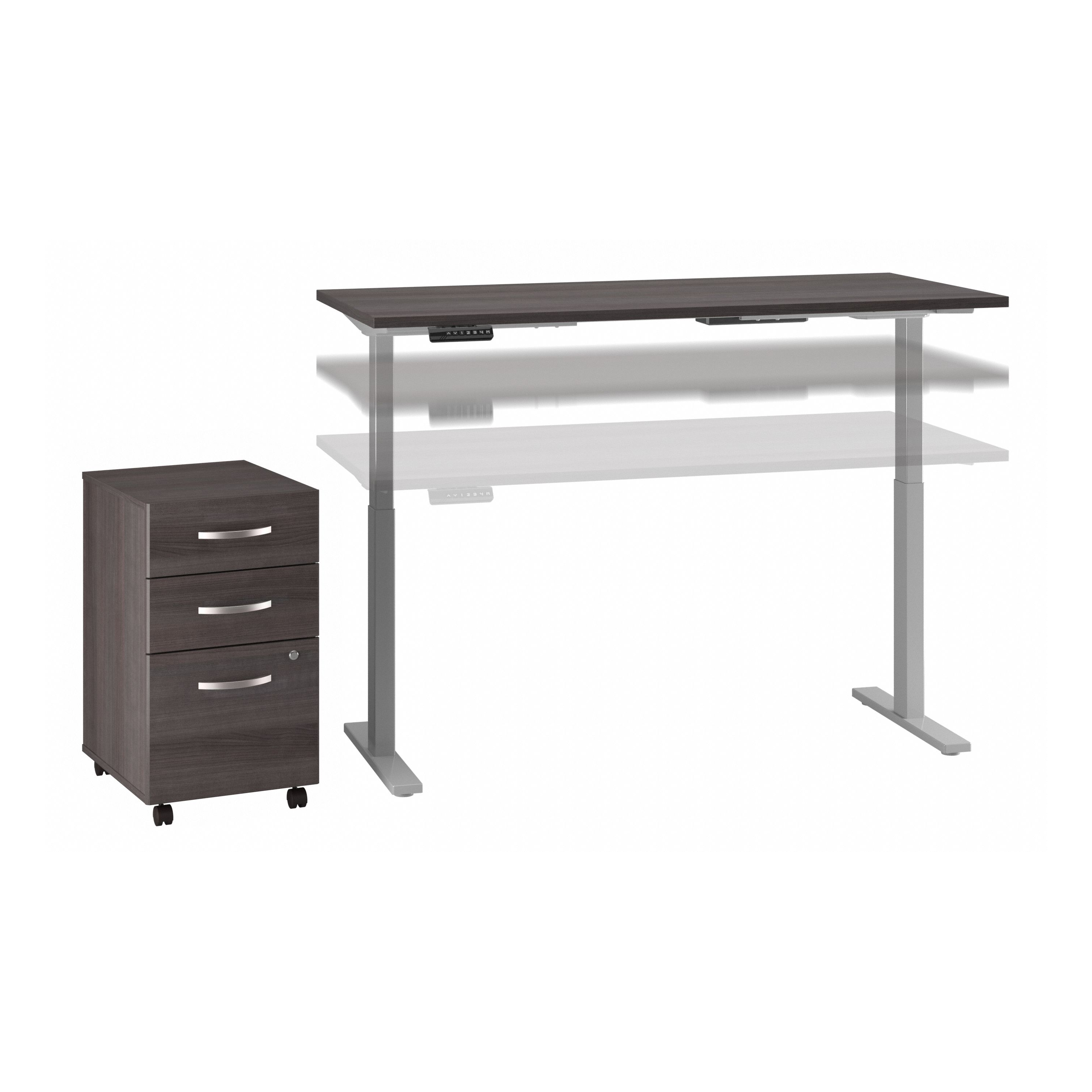 Shop Move 60 Series by Bush Business Furniture 60W x 30D Height Adjustable Standing Desk with Storage 02 M6S011SGSU #color_storm gray/cool gray metallic
