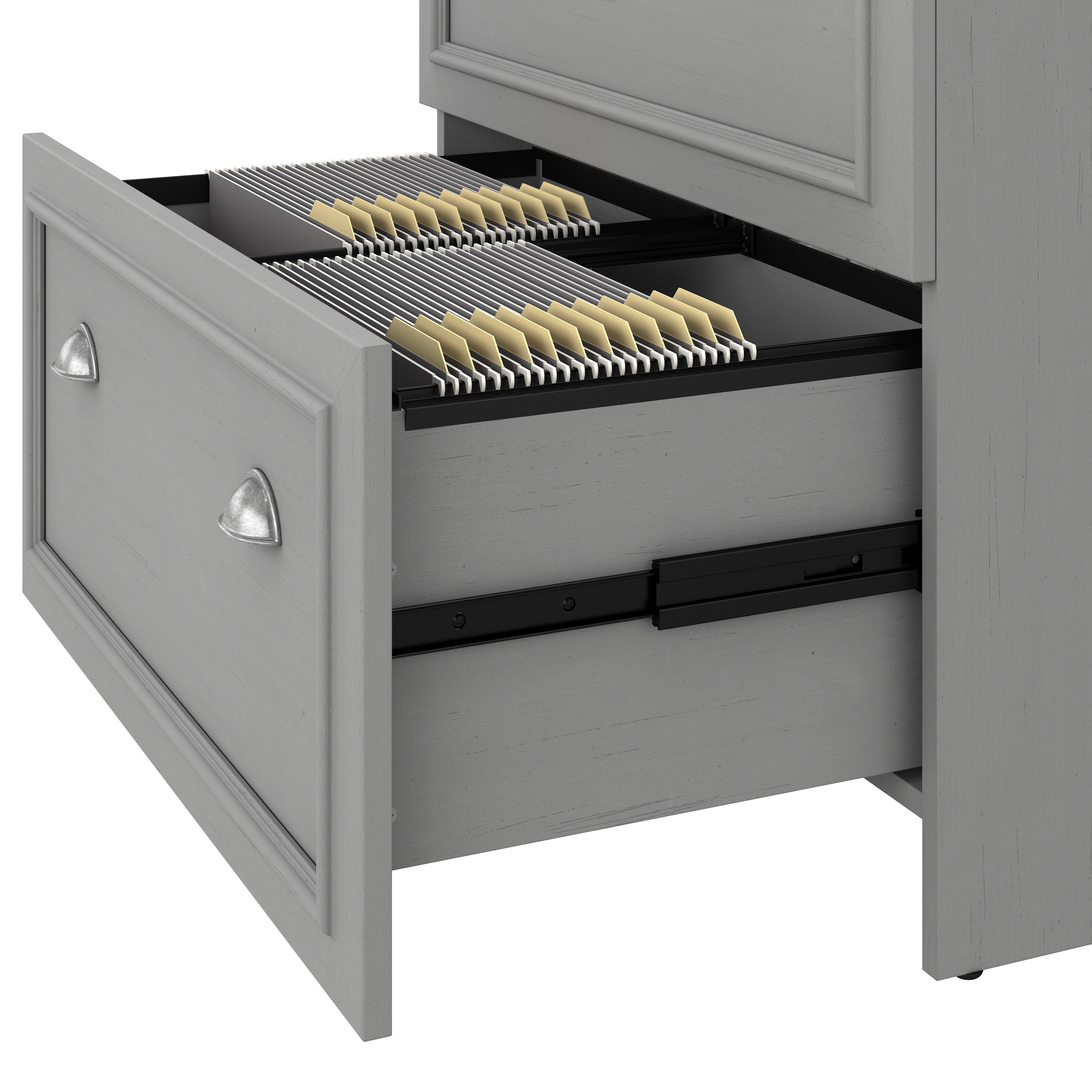 Shop Bush Furniture Fairview 60W L Shaped Desk with Hutch and Lateral File Cabinet 09 FV003CG #color_cape cod gray