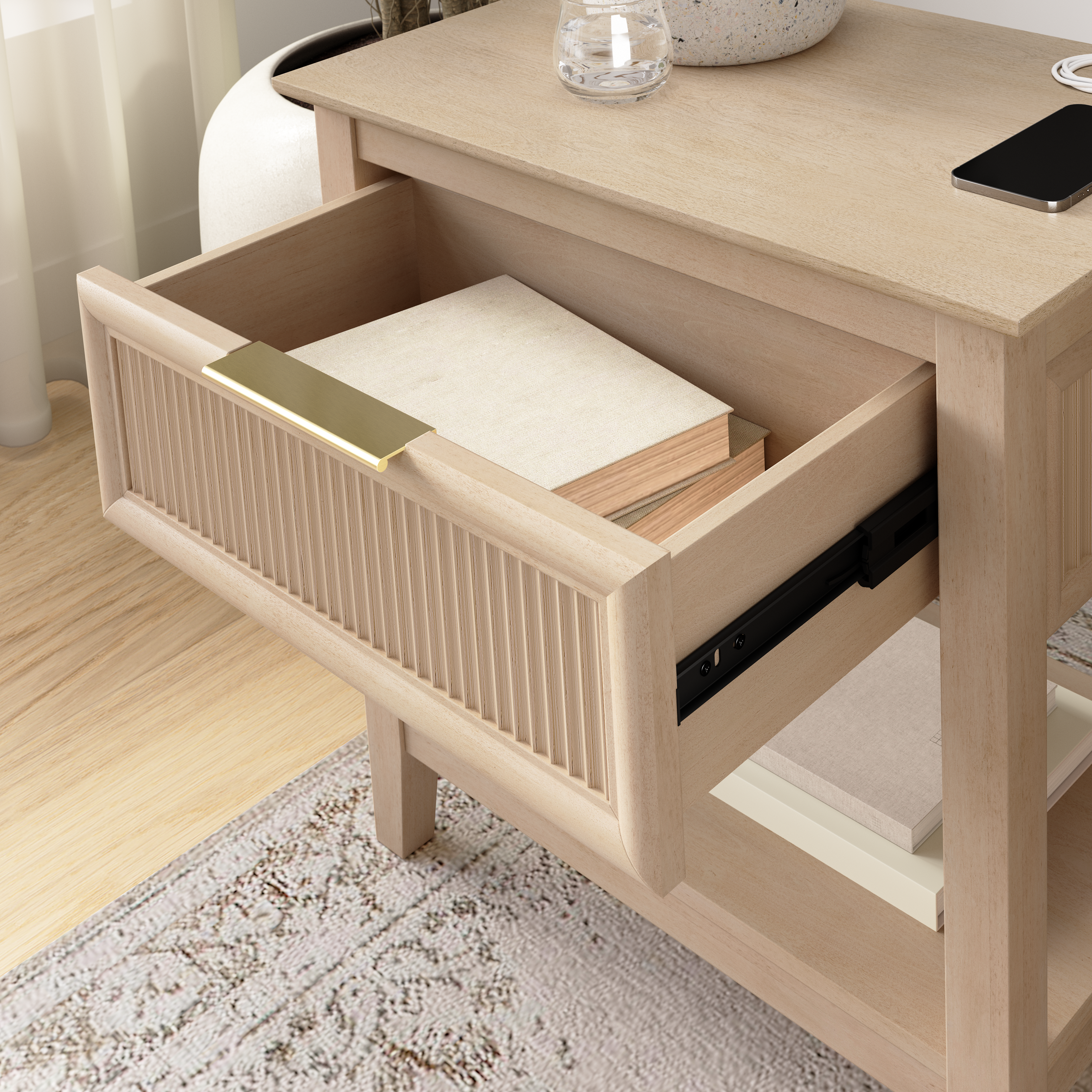 Bush Home Camille Fluted Nightstand with Drawer