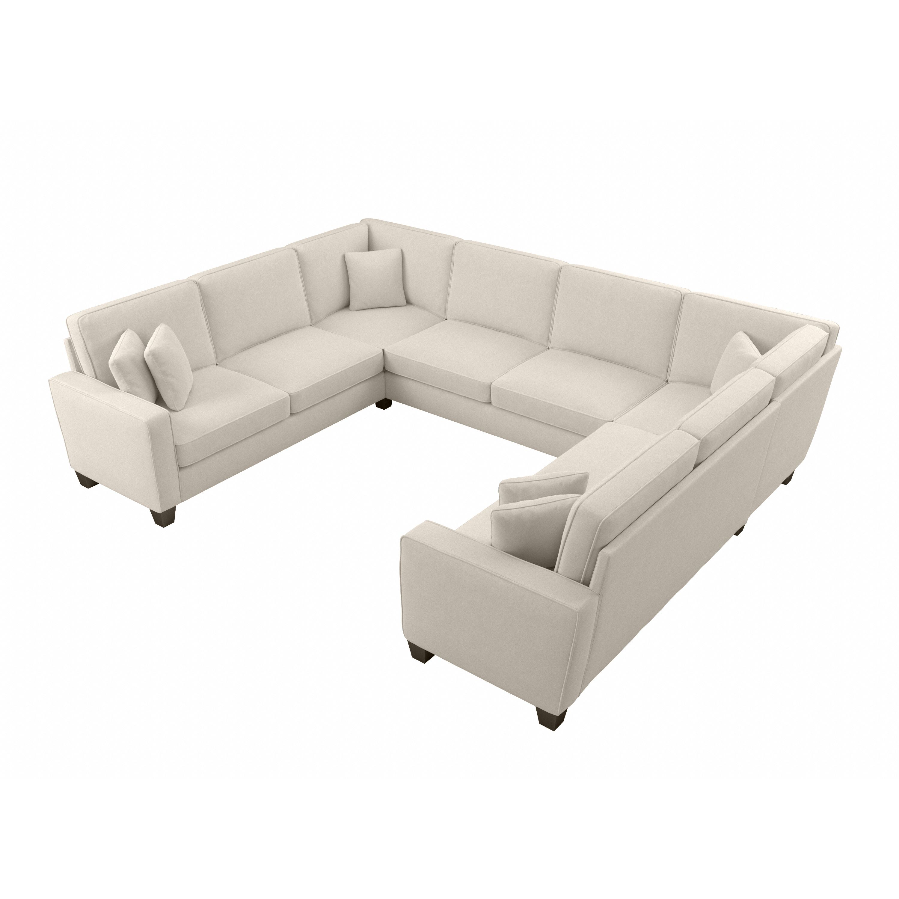 Shop Bush Furniture Stockton 125W U Shaped Sectional Couch 02 SNY123SCRH-03K #color_cream herringbone fabric