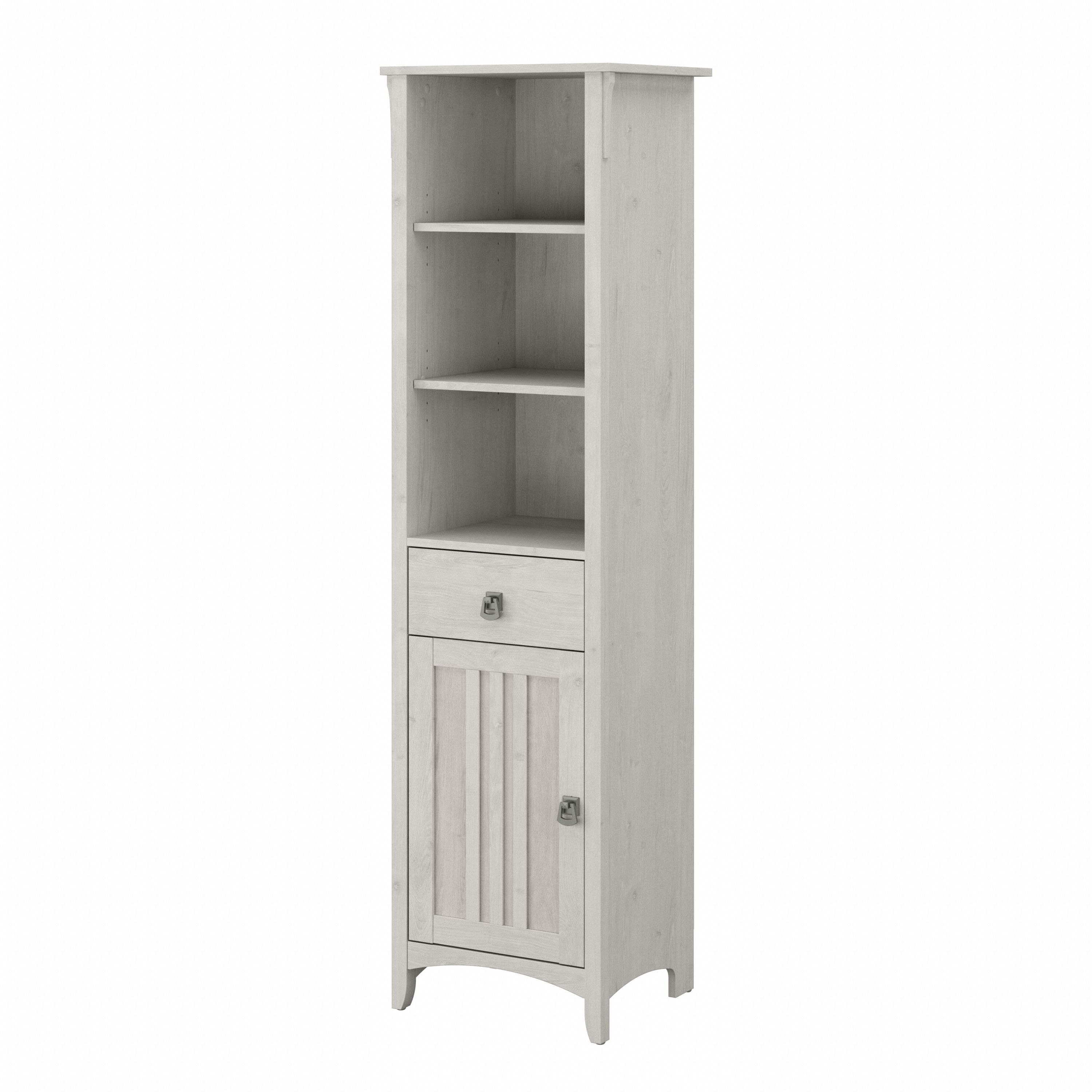Shop Bush Furniture Salinas Tall Narrow Bookcase Cabinet 02 SAS168LW-Z #color_linen white oak