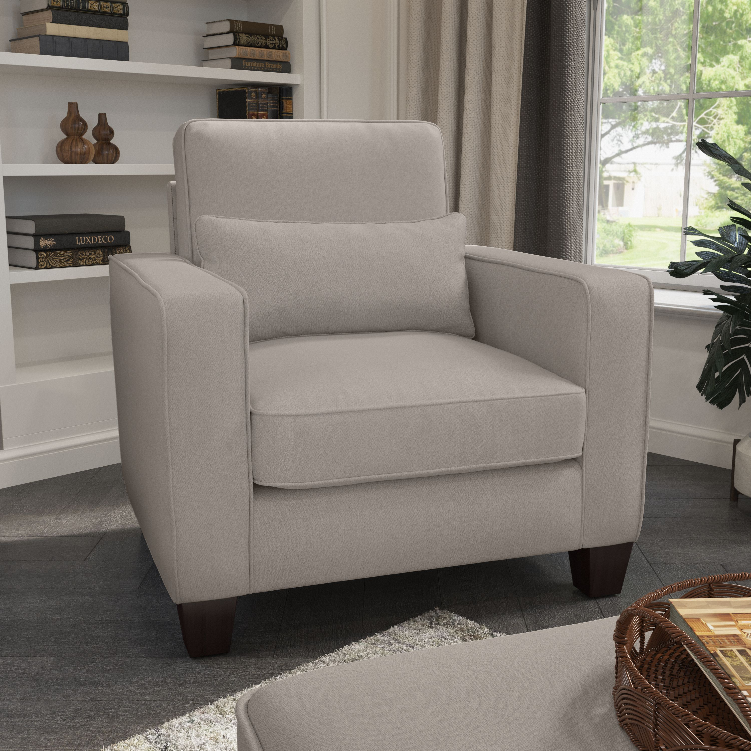 Shop Bush Furniture Stockton Accent Chair with Arms 01 SNK36SBGH-03 #color_beige herringbone fabric