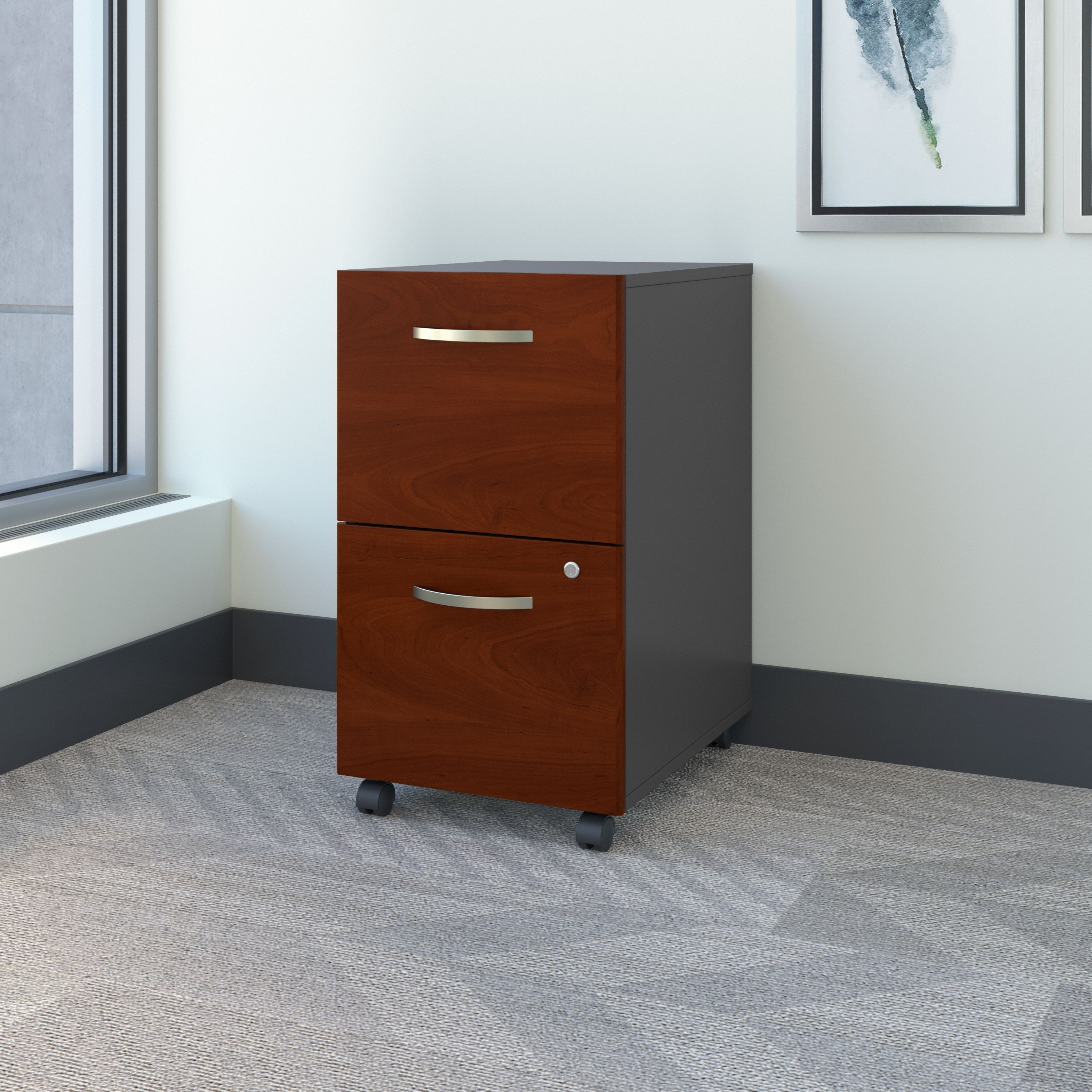 Shop Bush Business Furniture Series C 2 Drawer Mobile File Cabinet - Assembled 01 WC24452SU #color_hansen cherry/graphite gray