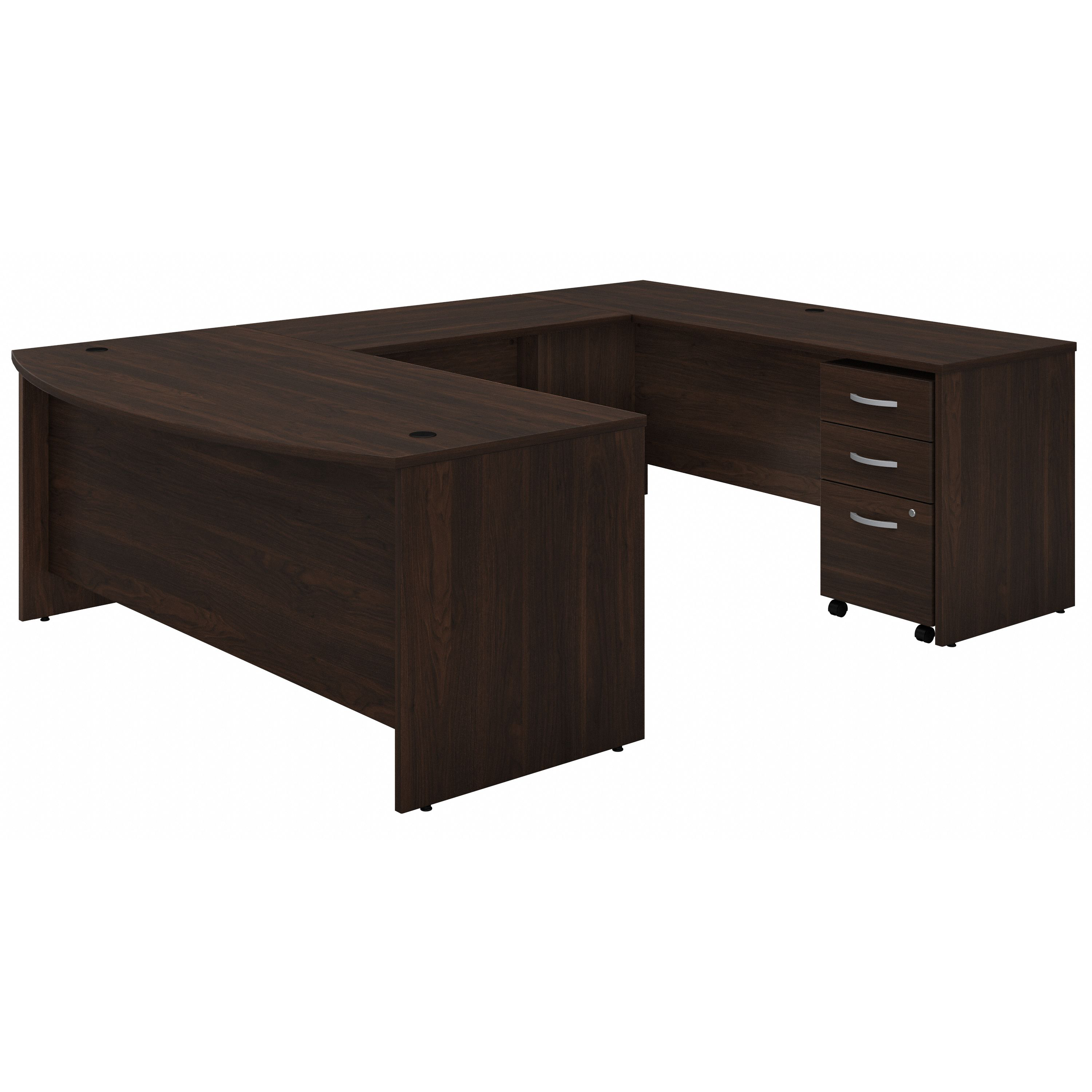 Shop Bush Business Furniture Studio C 72W x 36D U Shaped Desk with Mobile File Cabinet 02 STC004BWSU #color_black walnut