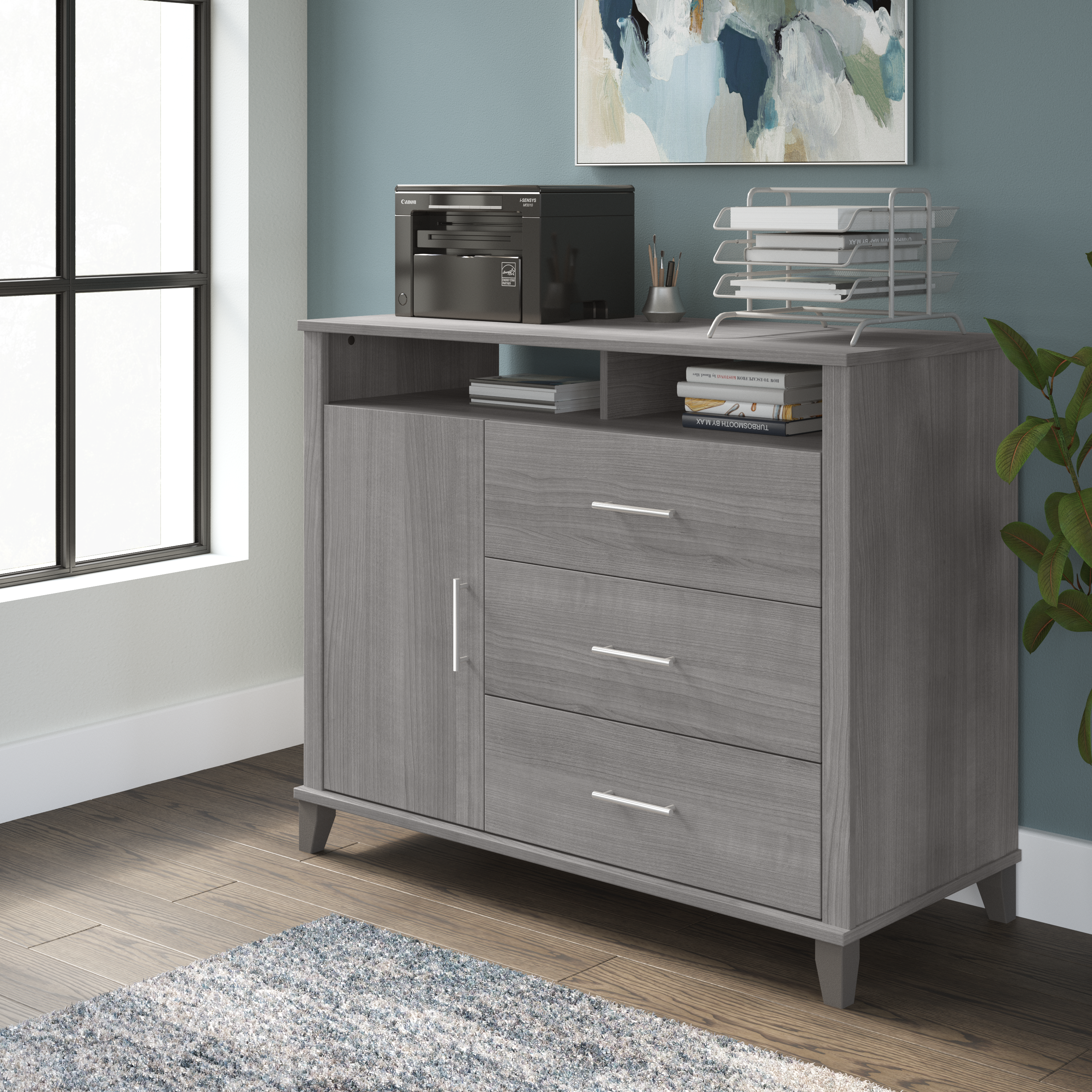 Shop Bush Furniture Somerset Office Storage Credenza 01 STV148PGK-Z2 #color_platinum gray