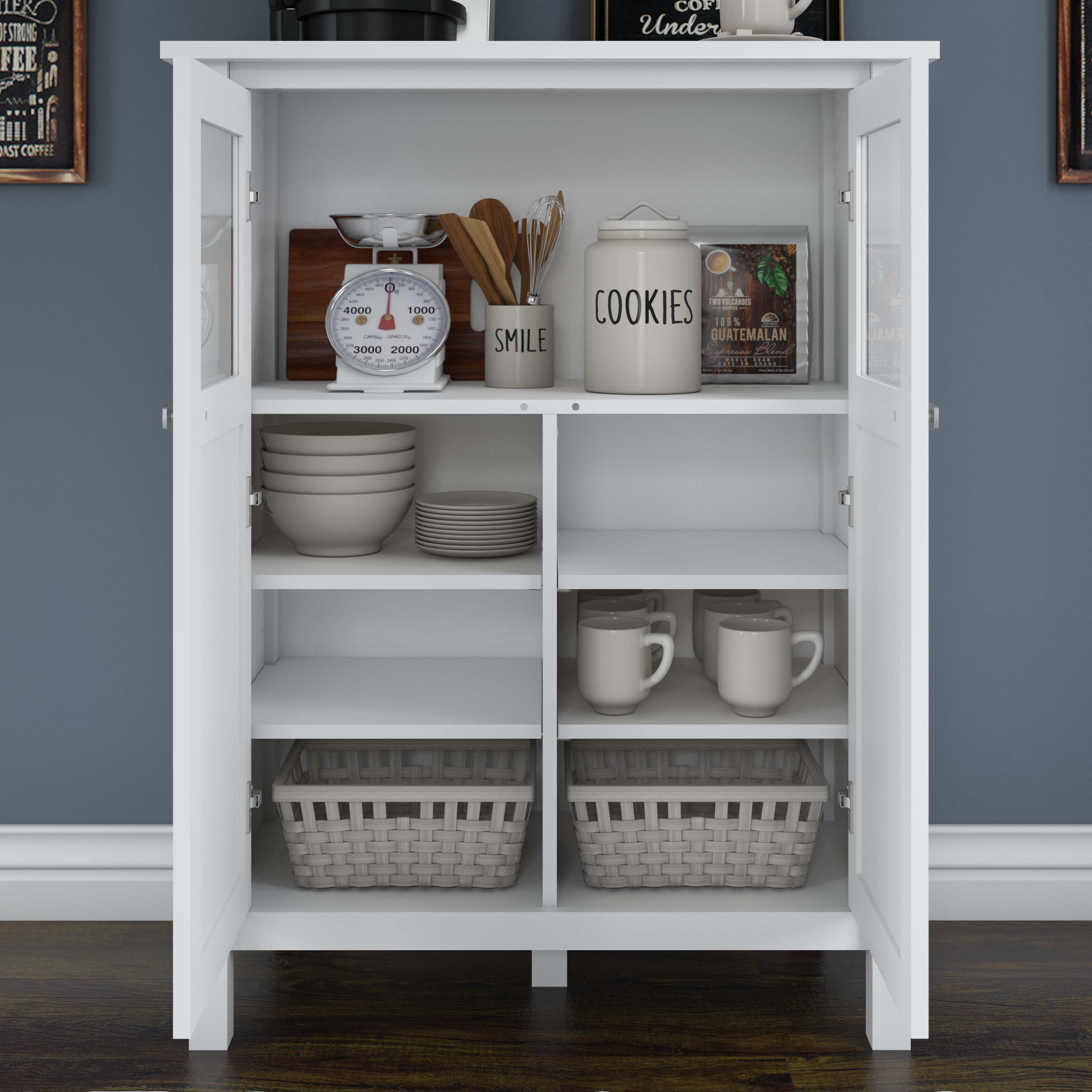 Shop Bush Furniture Broadview Bar Cabinet with Wine Storage 07 BDS132WH-03 #color_pure white