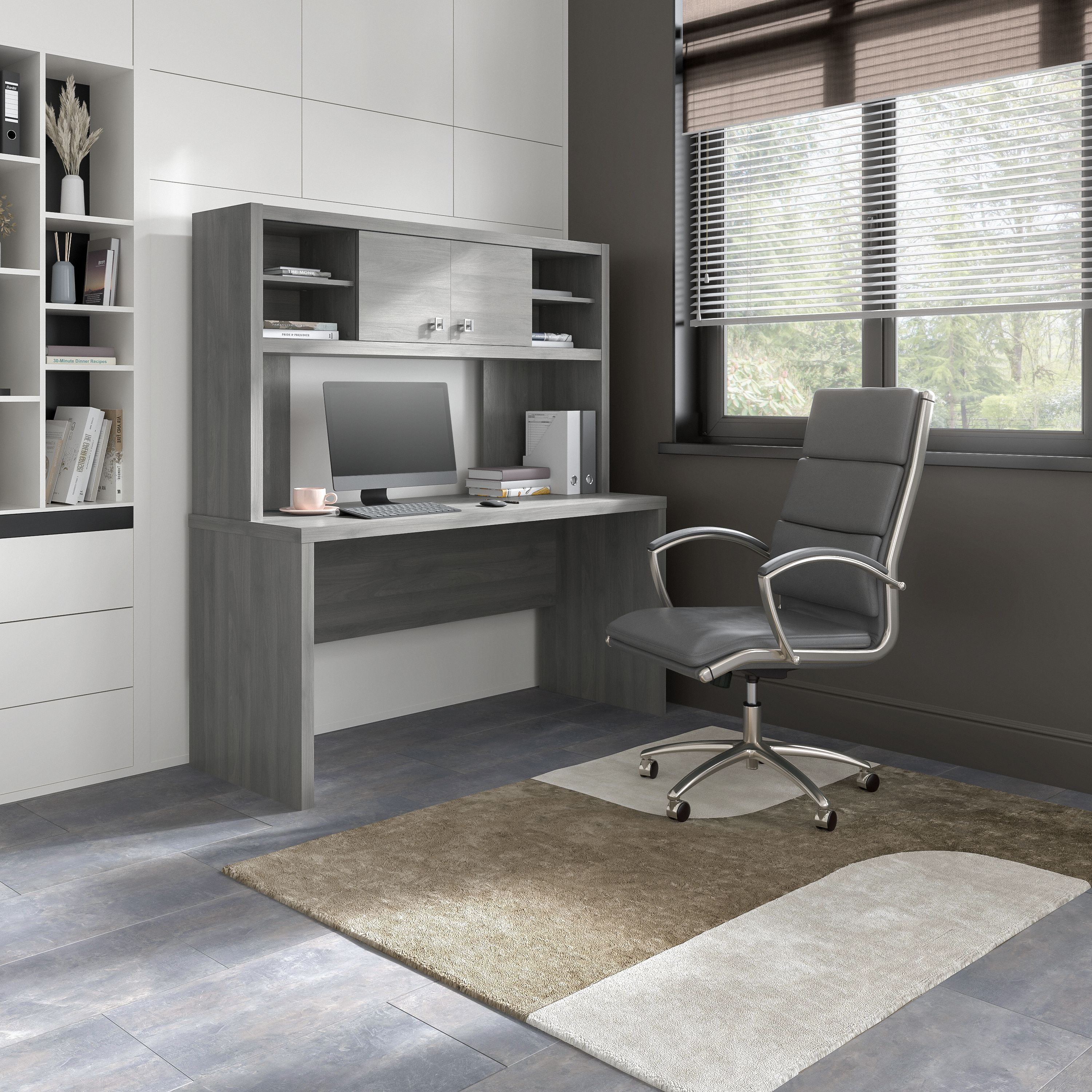 Shop Bush Business Furniture Echo 60W Credenza Desk with Hutch 01 ECH030MG #color_modern gray