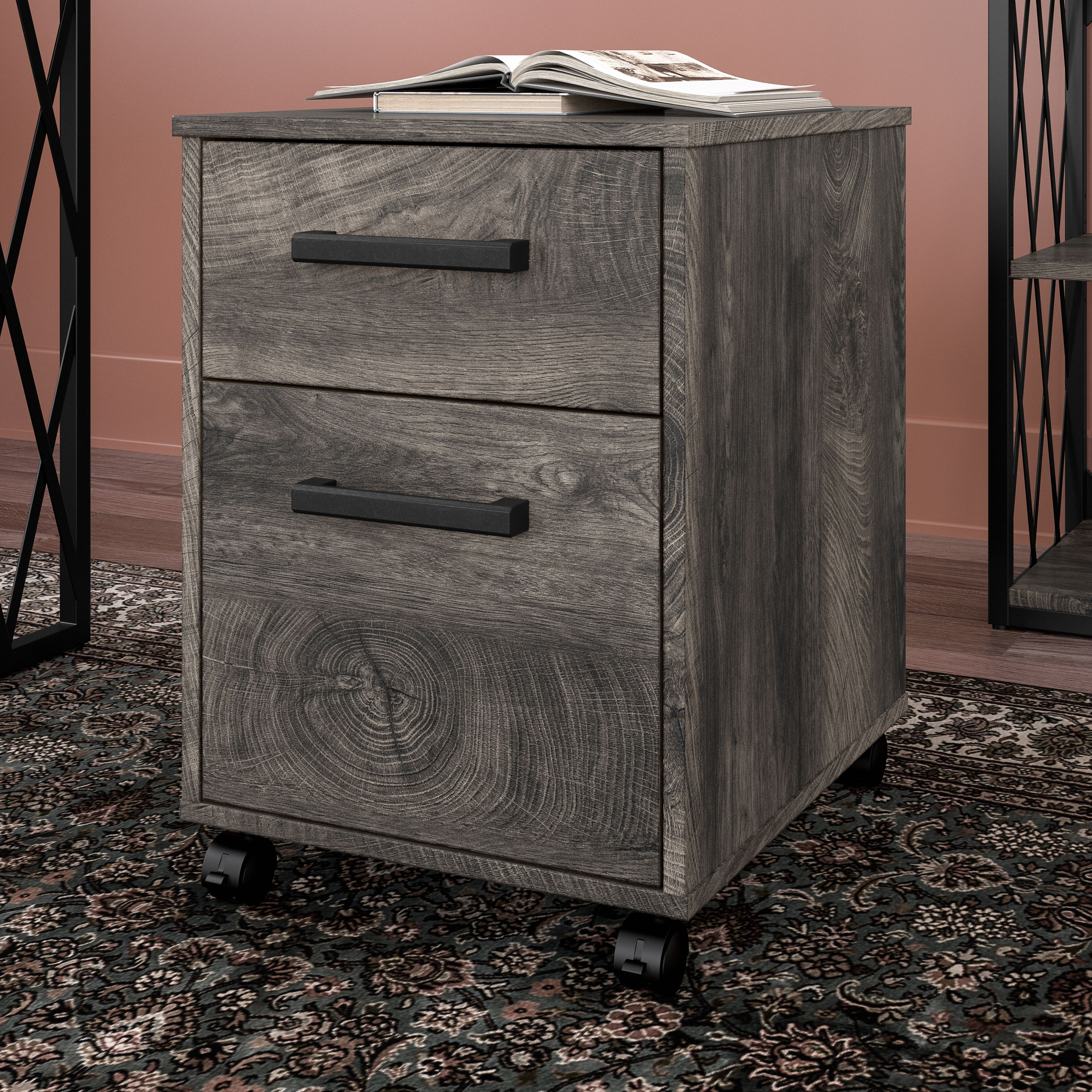 Shop Bush Furniture City Park 2 Drawer Mobile File Cabinet 01 CPF116GH-03 #color_dark gray hickory