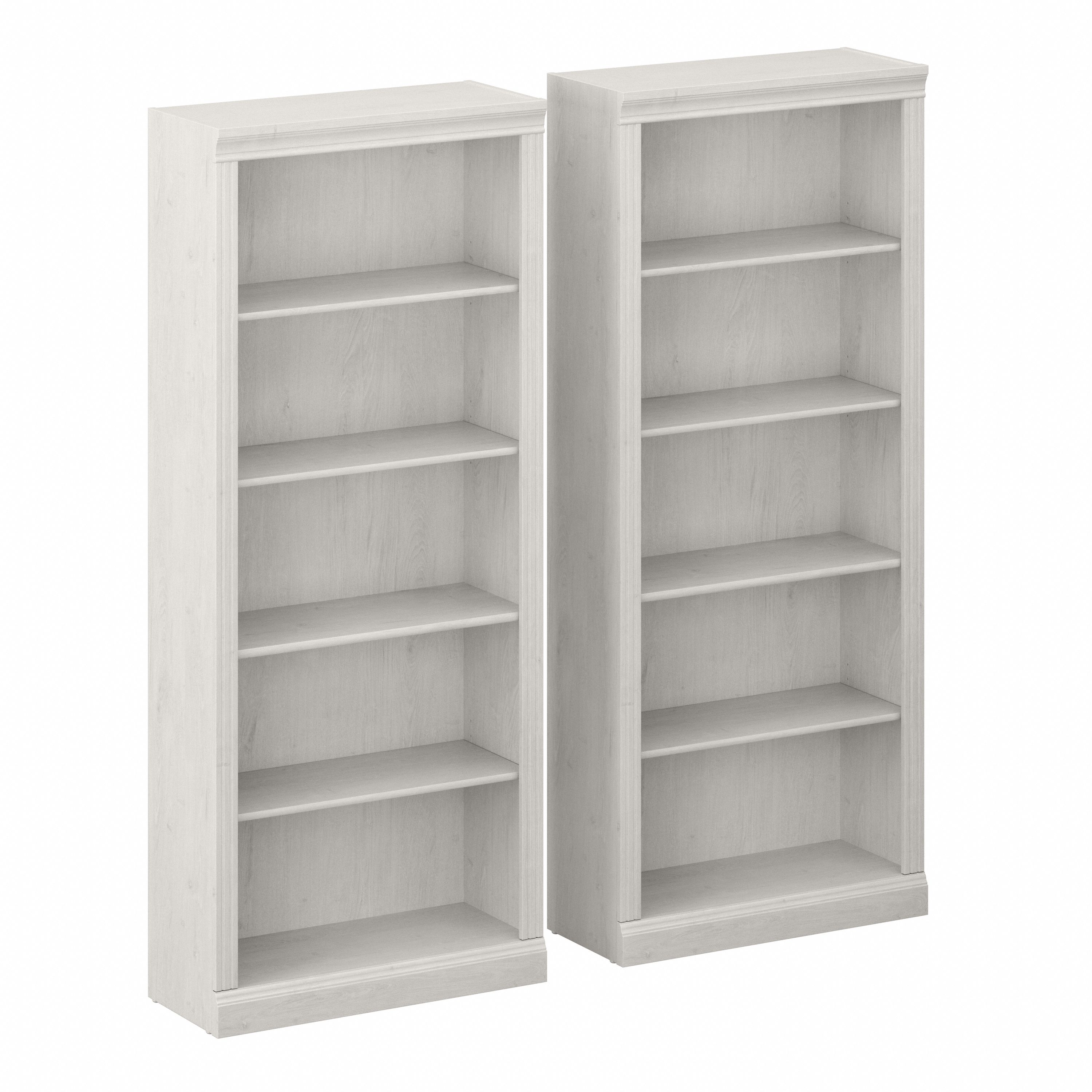 Shop Bush Furniture Saratoga Tall 5 Shelf Bookcase - Set of 2 02 SAR008LW #color_linen white oak