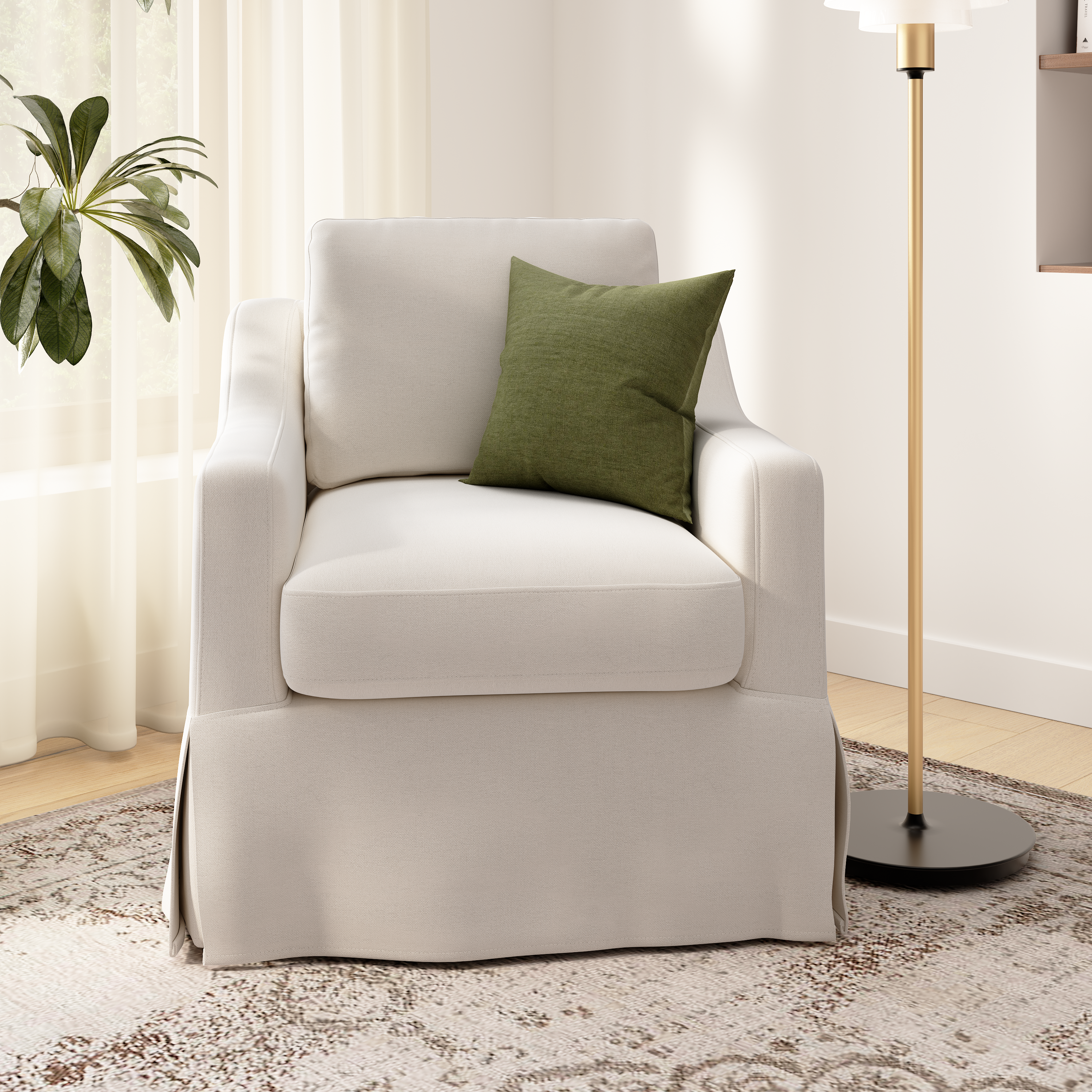 Shop Bush Home Harper Swivel Accent Chair with Slipcover HAR009IYB 2 #color_ivory basketweave fabric