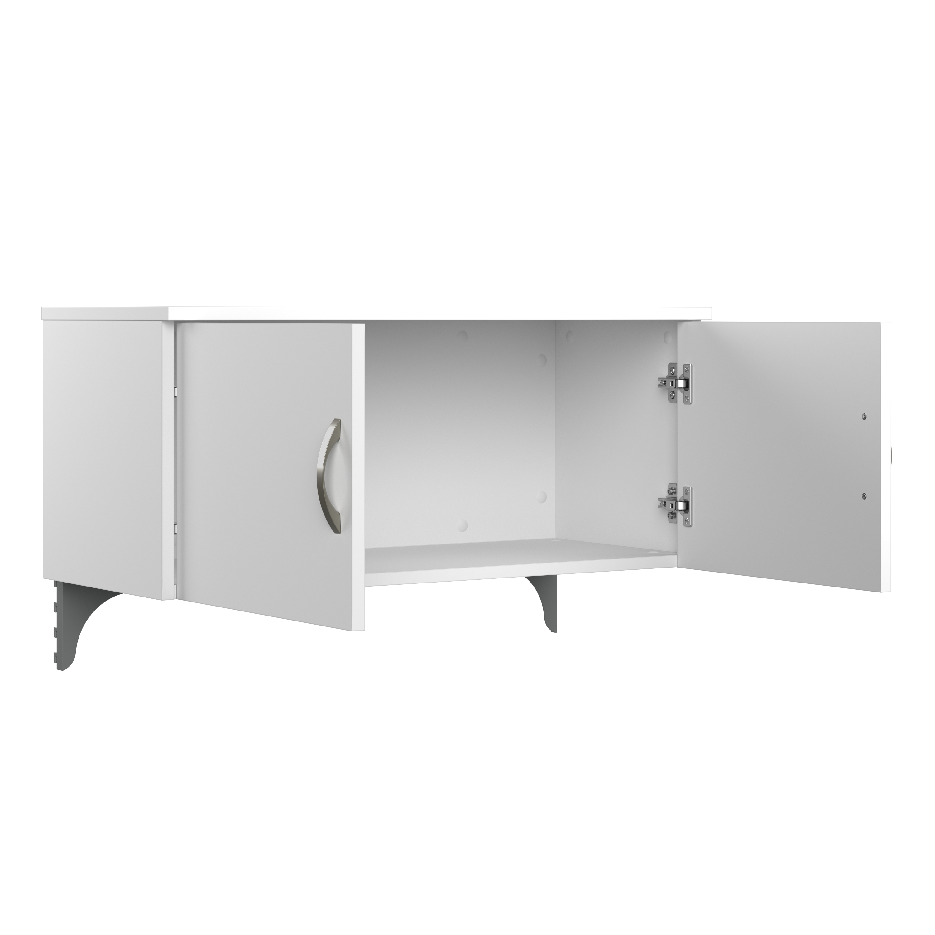 Shop Bush Business Furniture Easy Office 60W L Shaped Cubicle Desk with File Cabinet and 45H Panels 04 EOD360SWH-03K #color_pure white/silver gray fabric