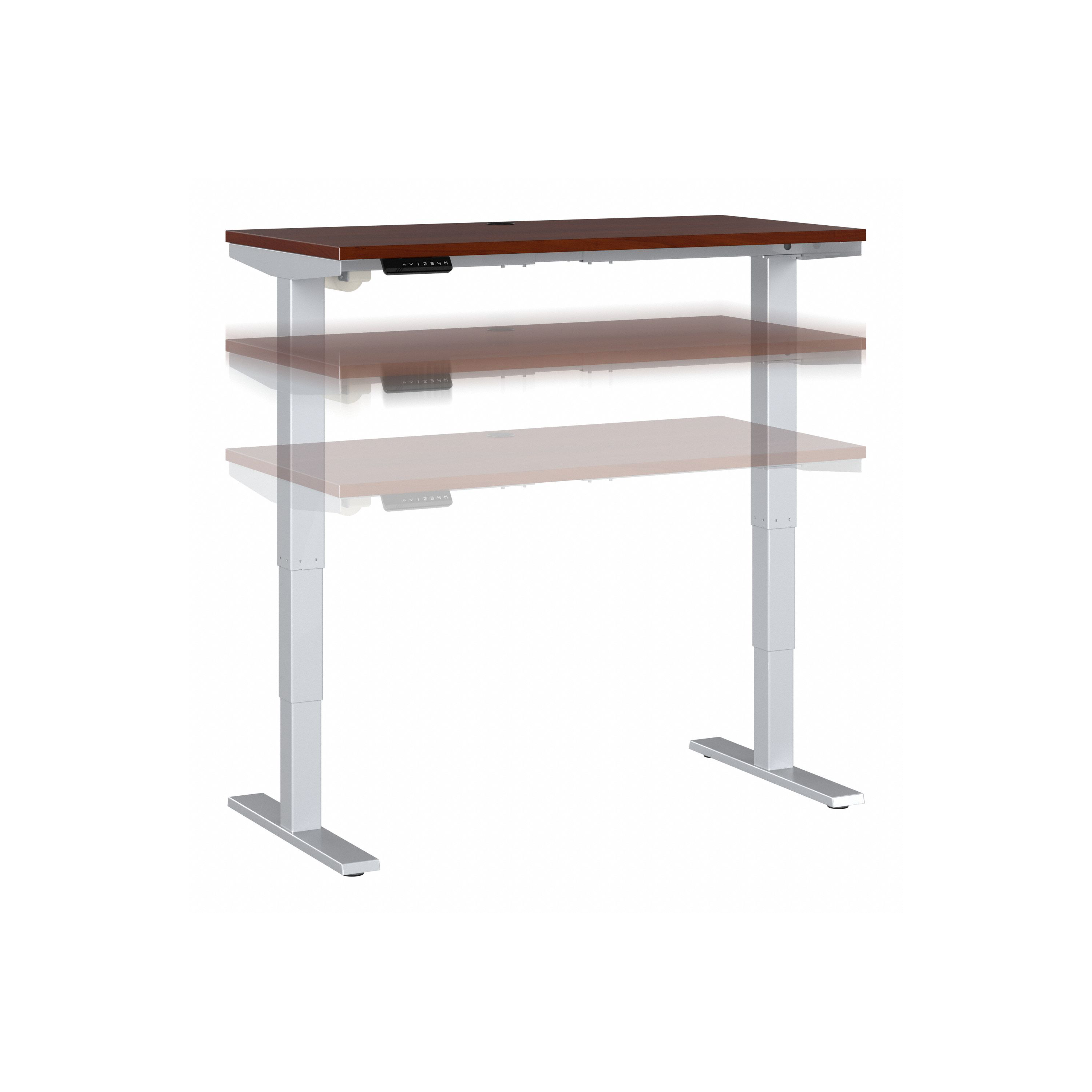 Shop Move 40 Series by Bush Business Furniture 48W x 24D Electric Height Adjustable Standing Desk 02 M4S4824HCSK #color_hansen cherry/cool gray metallic