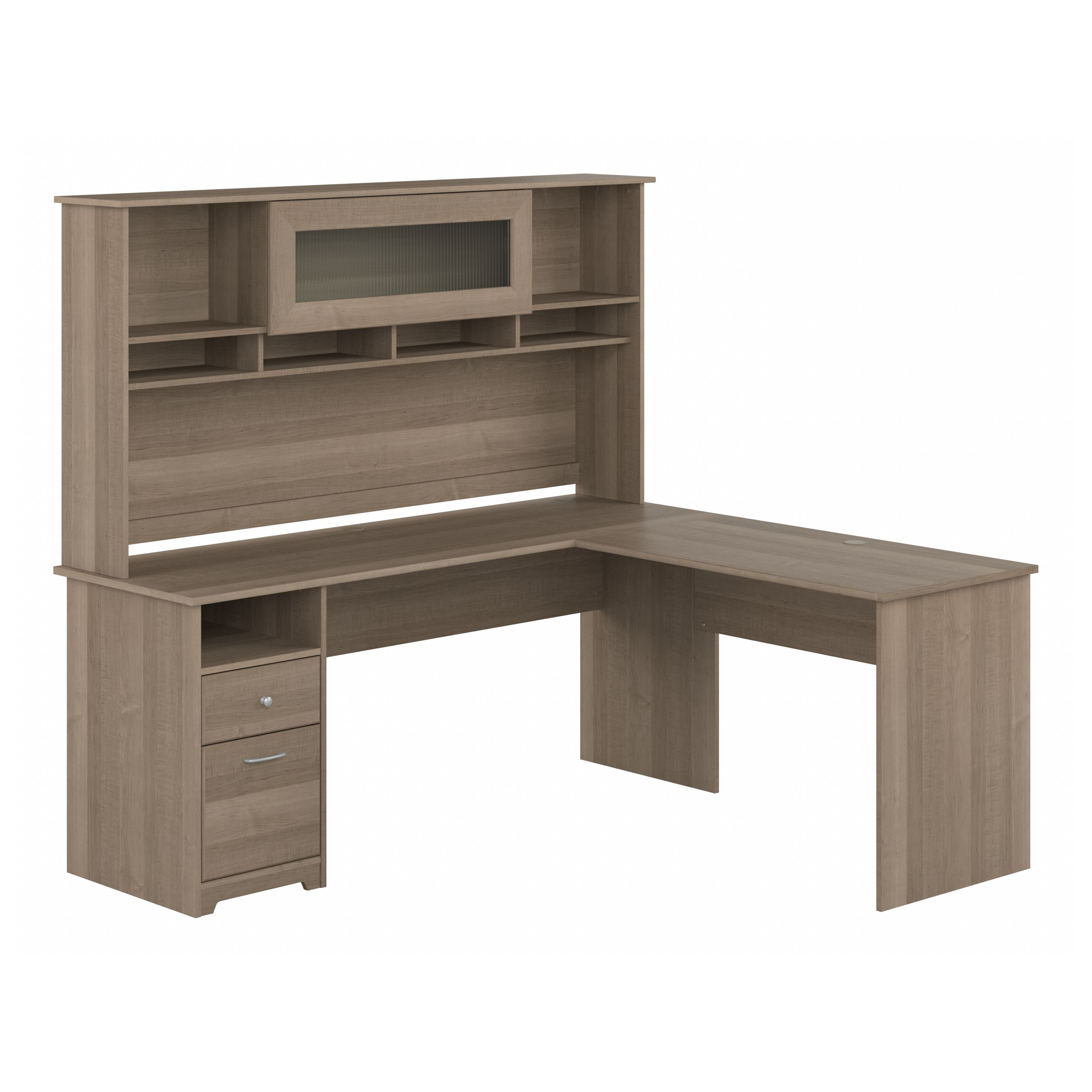 Shop Bush Furniture Cabot 72W L Shaped Computer Desk with Hutch and Drawers 02 CAB053AG #color_ash gray