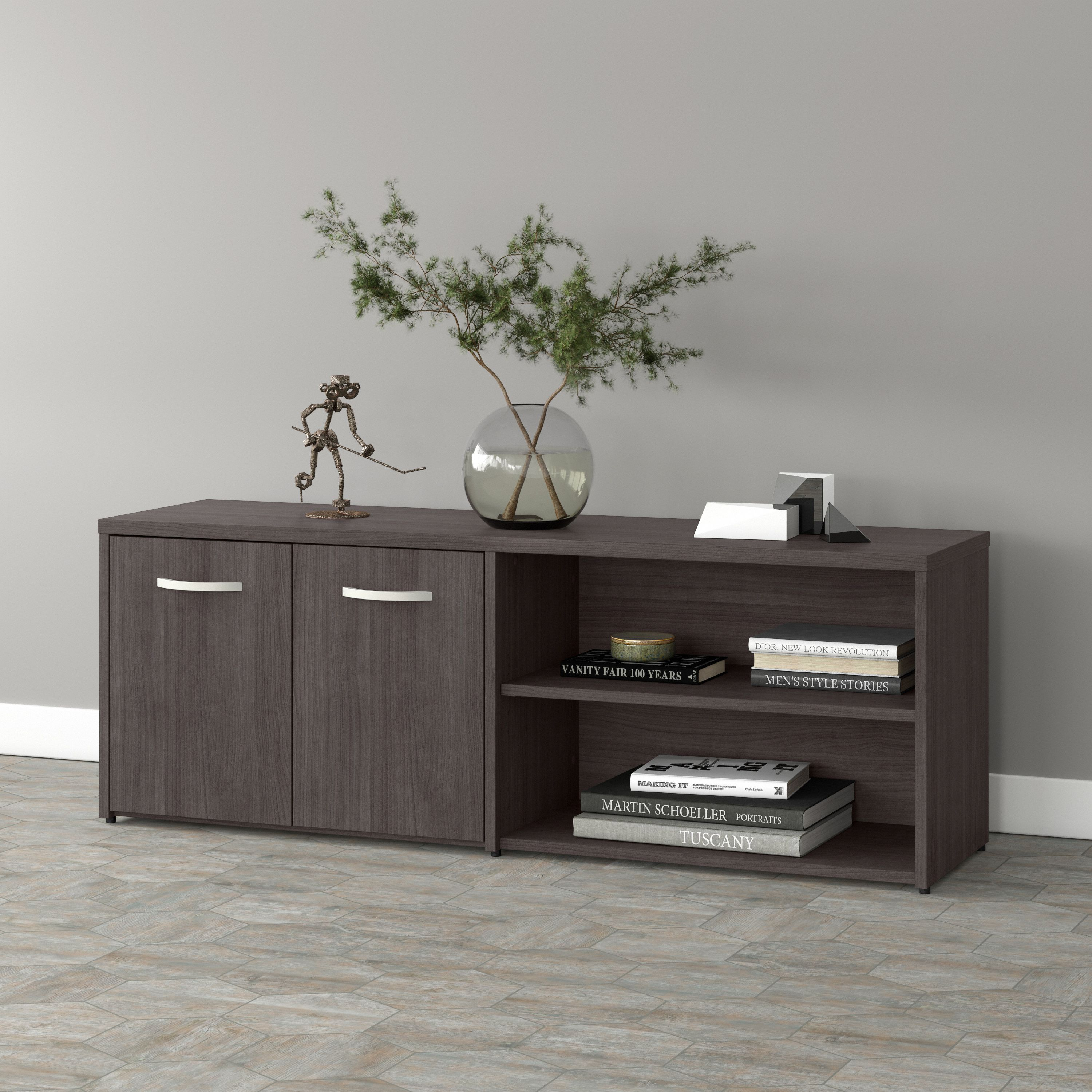 Shop Bush Business Furniture Studio A Low Storage Cabinet with Doors and Shelves 01 SDS160SG-Z #color_storm gray
