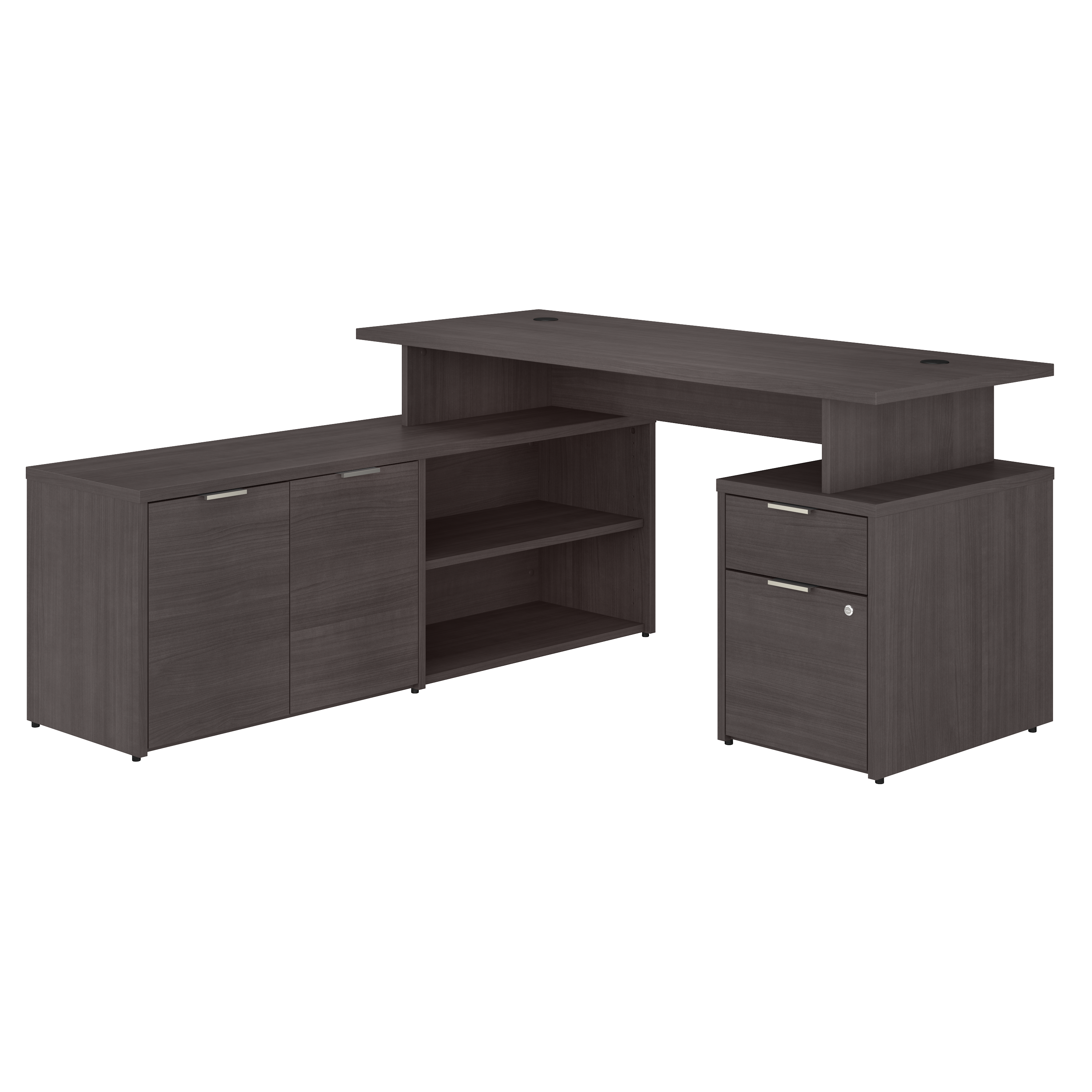 Shop Bush Business Furniture Jamestown 60W L Shaped Desk with Drawers 02 JTN021SGSU #color_storm gray