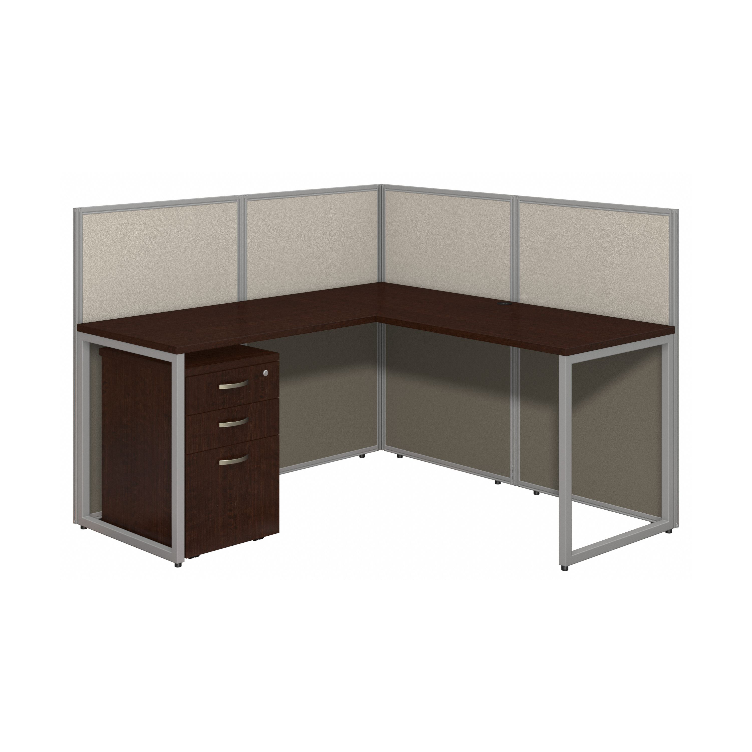 Shop Bush Business Furniture Easy Office 60W L Shaped Cubicle Desk with File Cabinet and 45H Panels 02 EOD360SMR-03K #color_mocha cherry