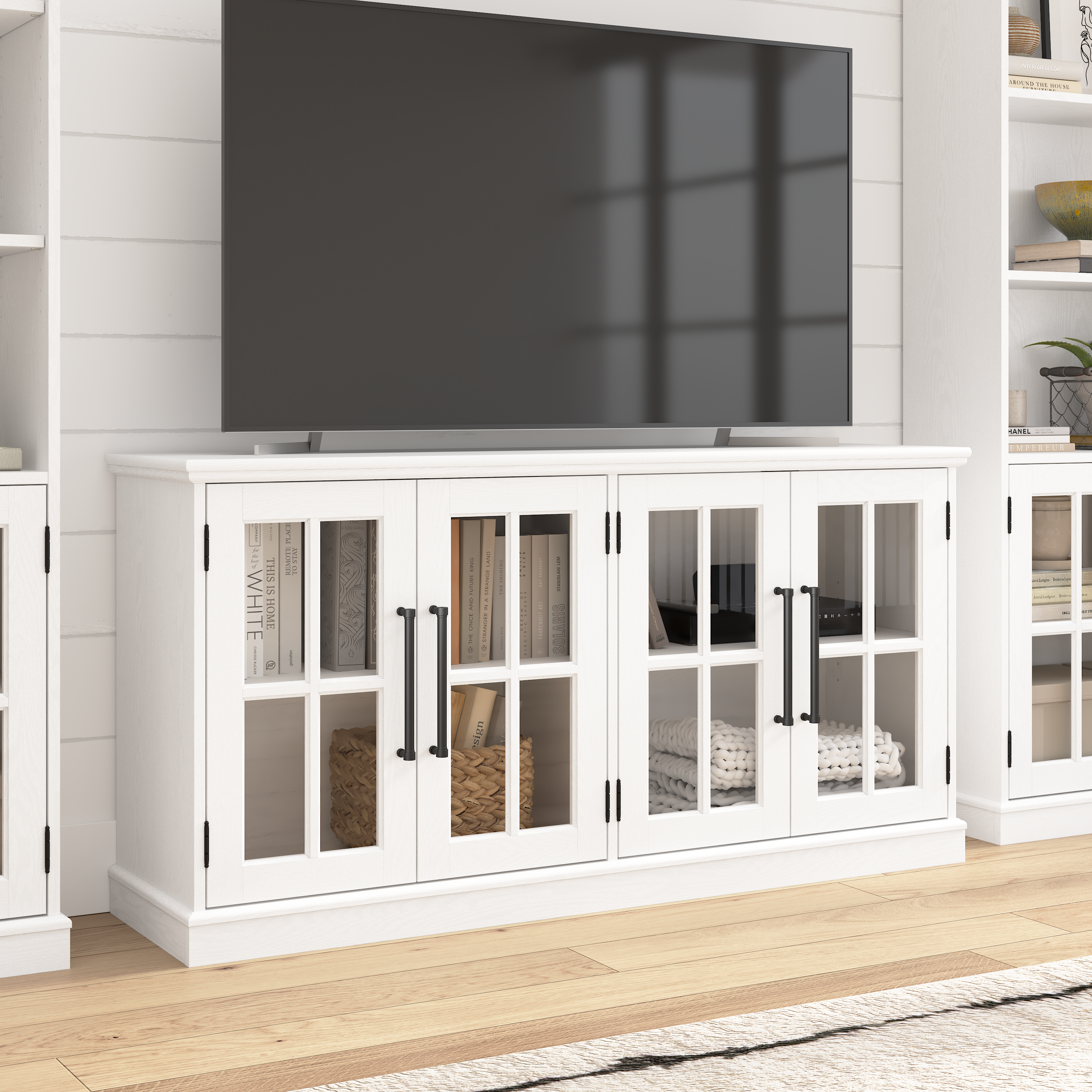 Shop Bush Furniture Westbrook 60W TV Stand for 75 Inch TV 01 WBV160WAS-Z #color_white ash