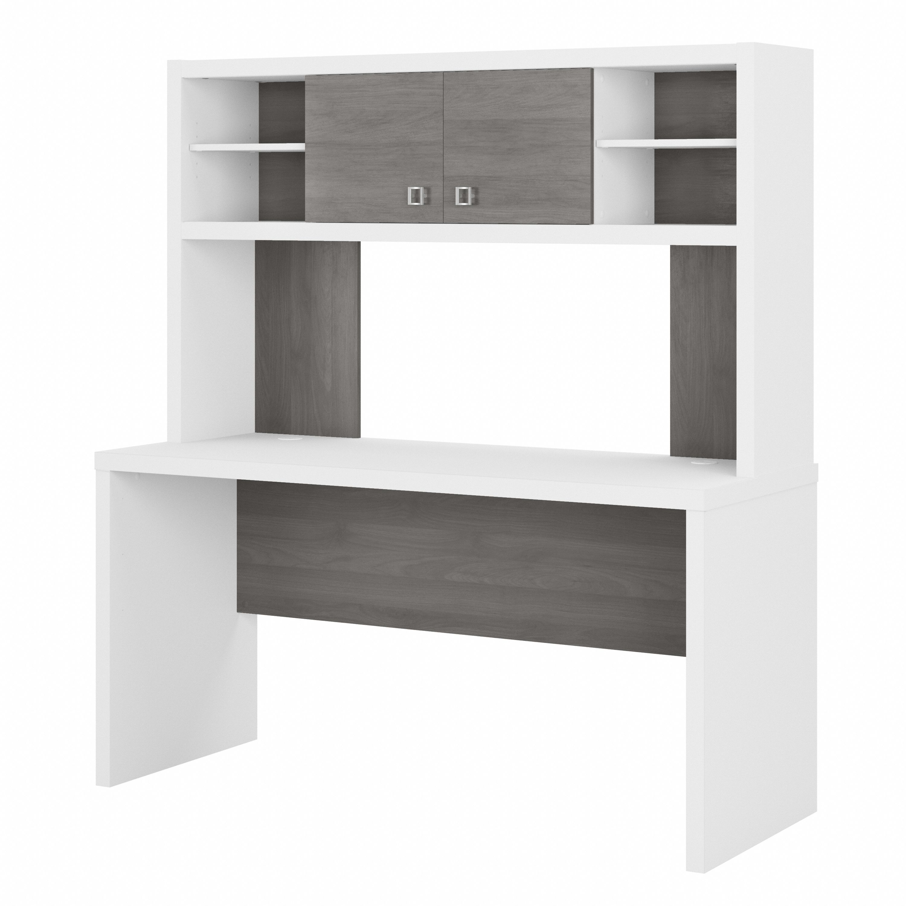 Shop Bush Business Furniture Echo 60W Credenza Desk with Hutch 02 ECH030WHMG #color_pure white/modern gray