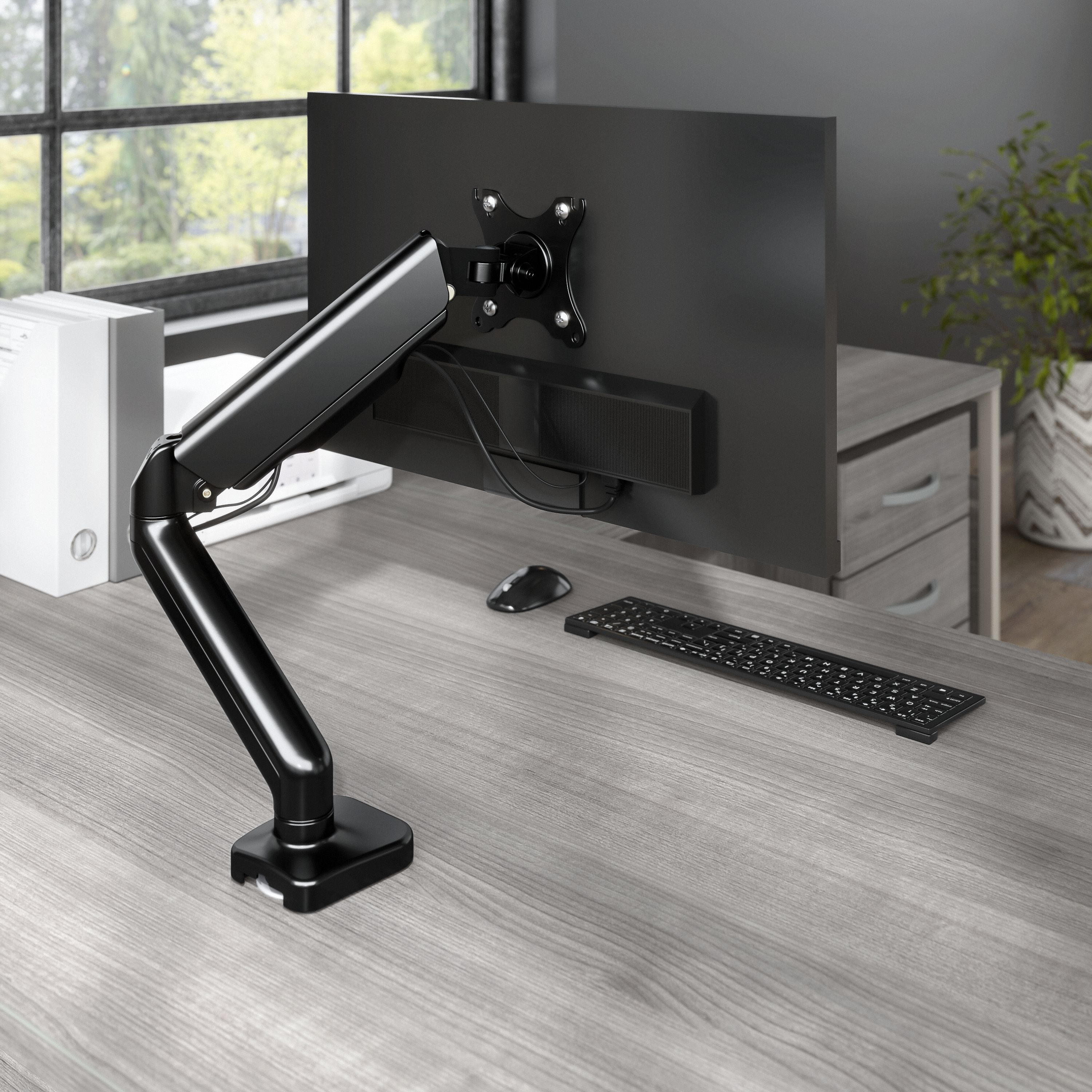 Shop Bush Business Furniture Adjustable Monitor Arm with USB Port 06 AC99890-03 #color_satin black