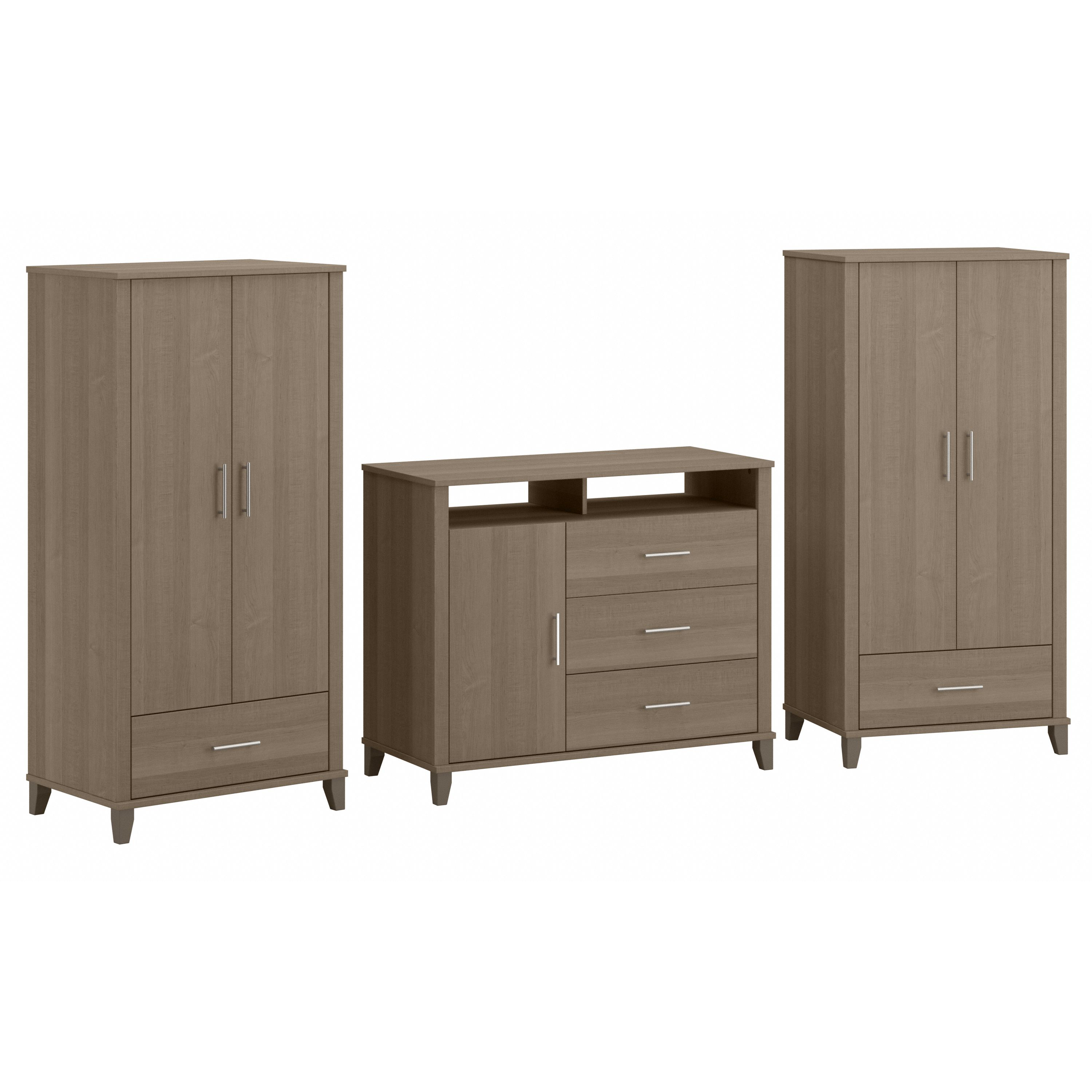 Shop Bush Furniture Somerset Large Armoire Cabinets with Dresser TV Stand 02 SET038AG #color_ash gray