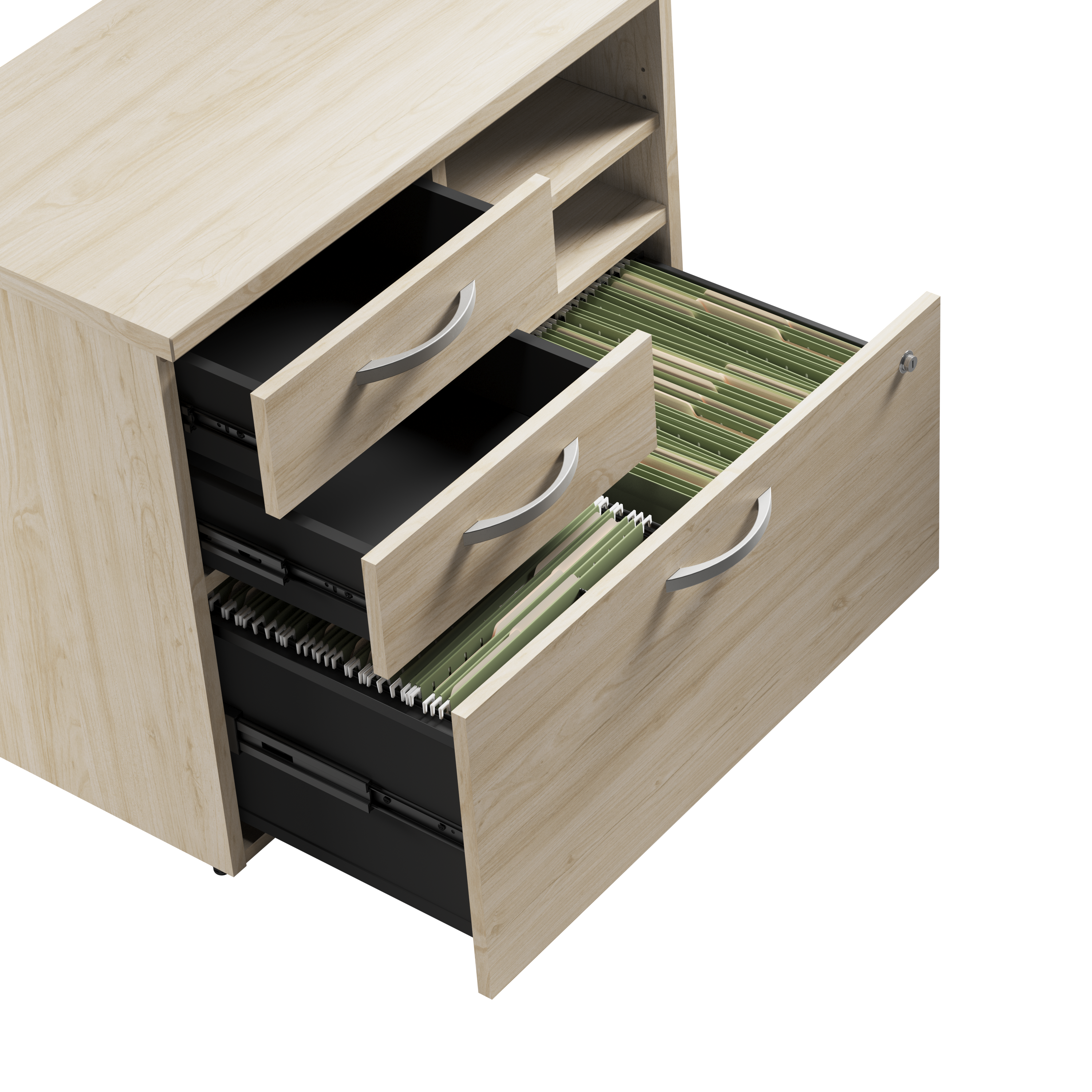 Shop Bush Business Furniture Studio C Office Storage Cabinet with Drawers and Shelves 03 SCF130NESU #color_natural elm