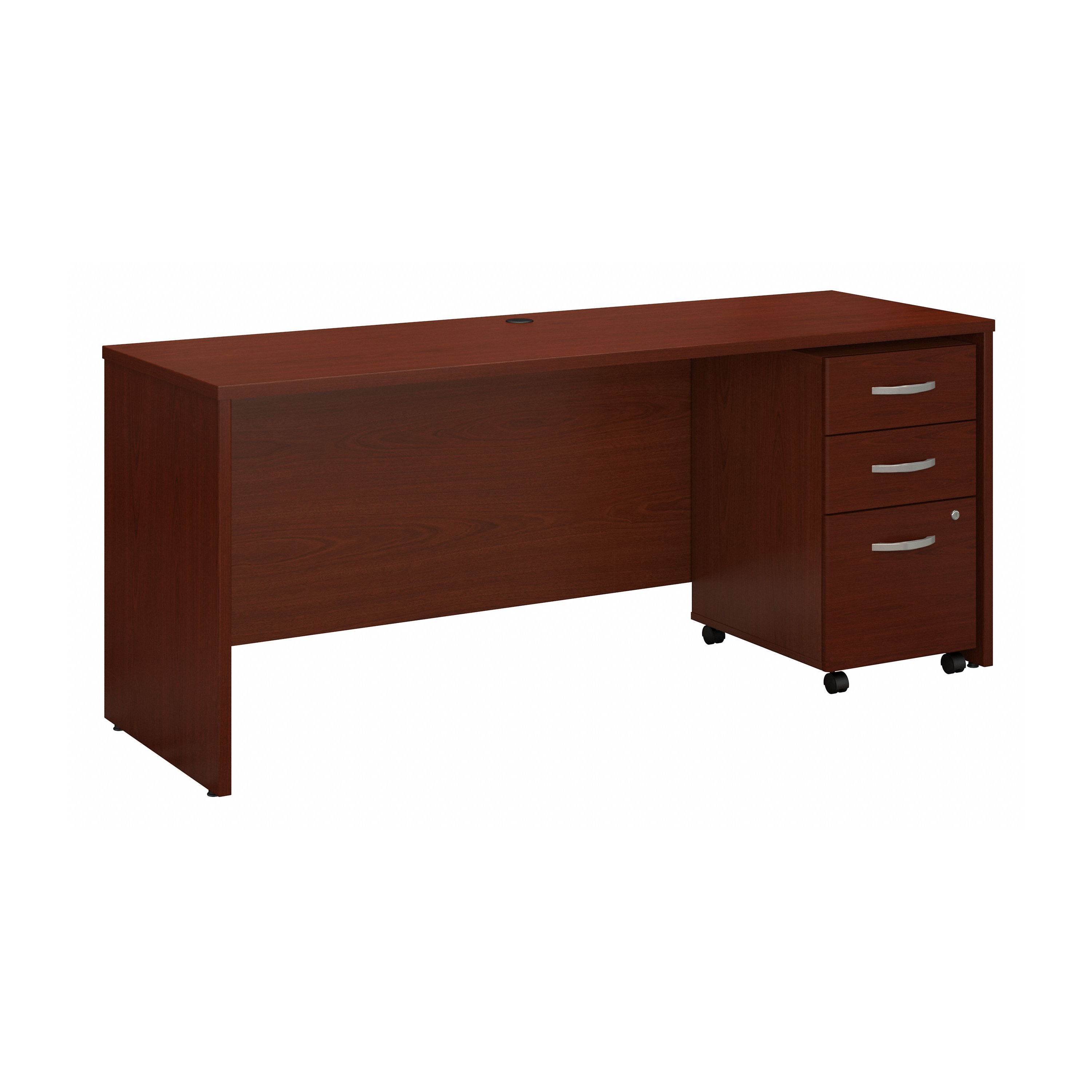 Shop Bush Business Furniture Series C 72W x 24D Office Desk with Mobile File Cabinet 02 SRC026MASU #color_mahogany