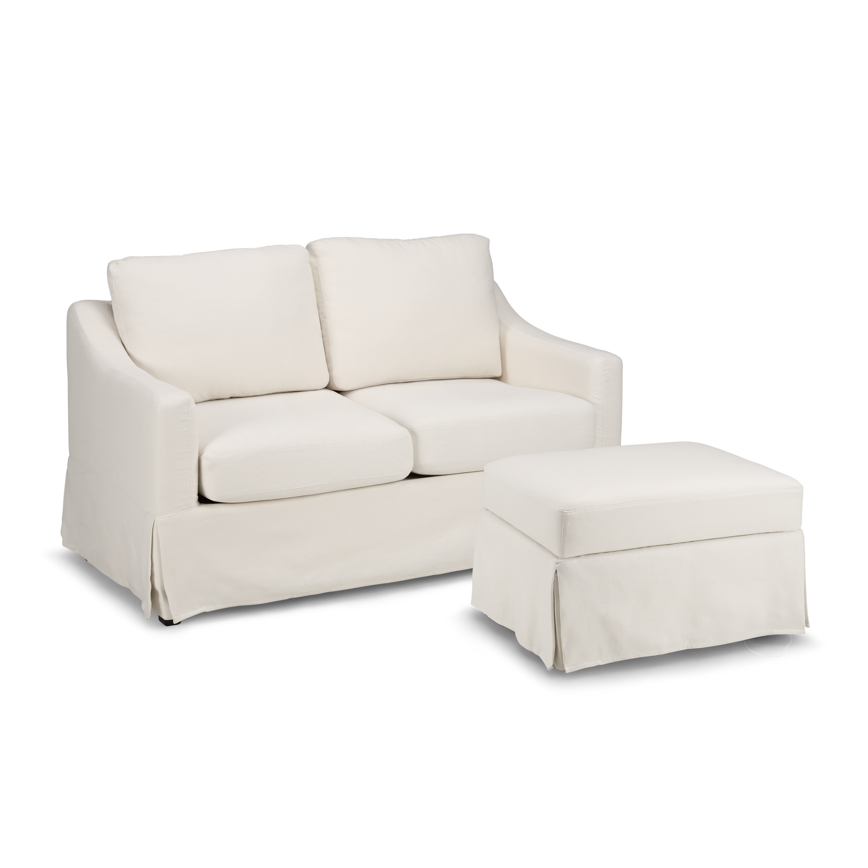 Shop Bush Home Harper 57W Loveseat and Storage Ottoman with Slipcovers HAR004IYB 1 #color_ivory basketweave fabric