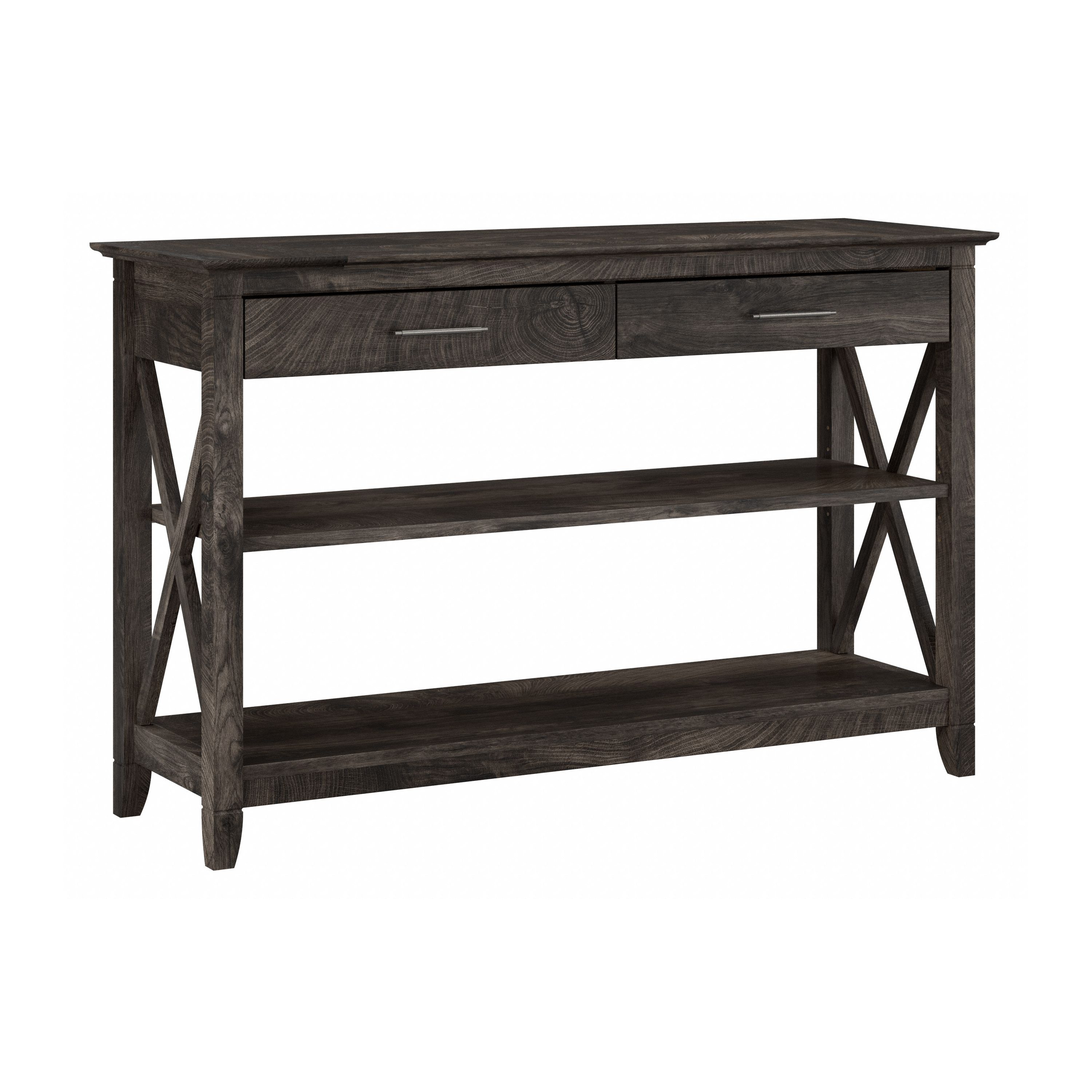 Shop Bush Furniture Key West Console Table with Drawers and Shelves 02 KWT248GH-03 #color_dark gray hickory