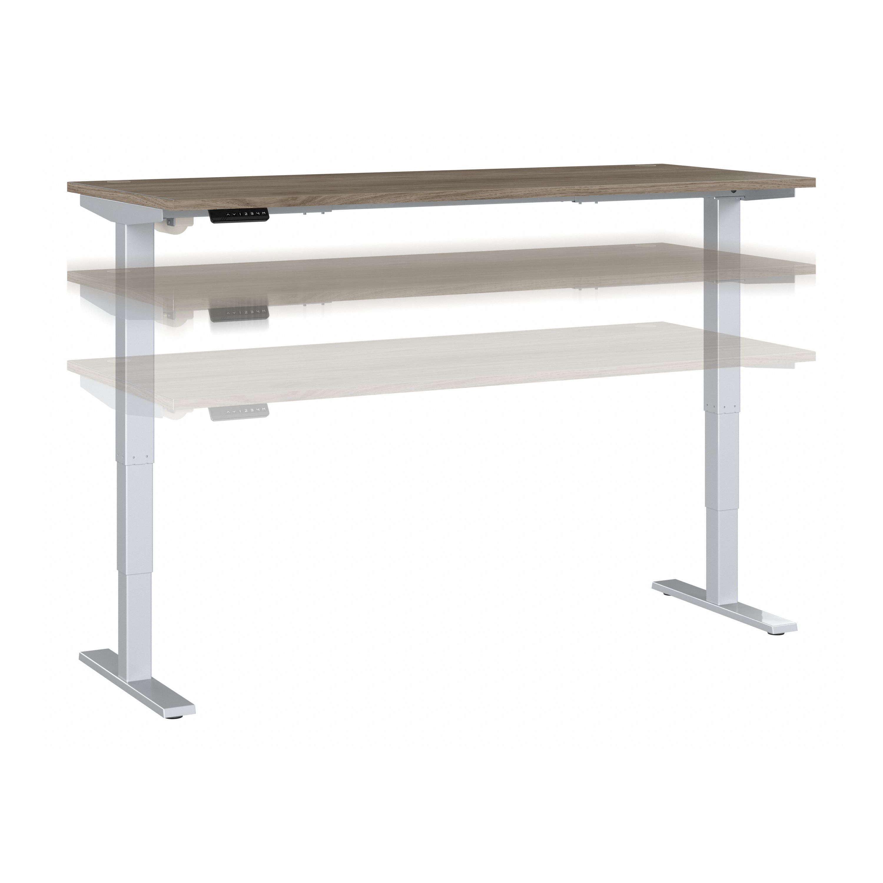 Shop Move 40 Series by Bush Business Furniture 72W x 30D Electric Height Adjustable Standing Desk 02 M4S7230MHSK #color_modern hickory/cool gray metallic