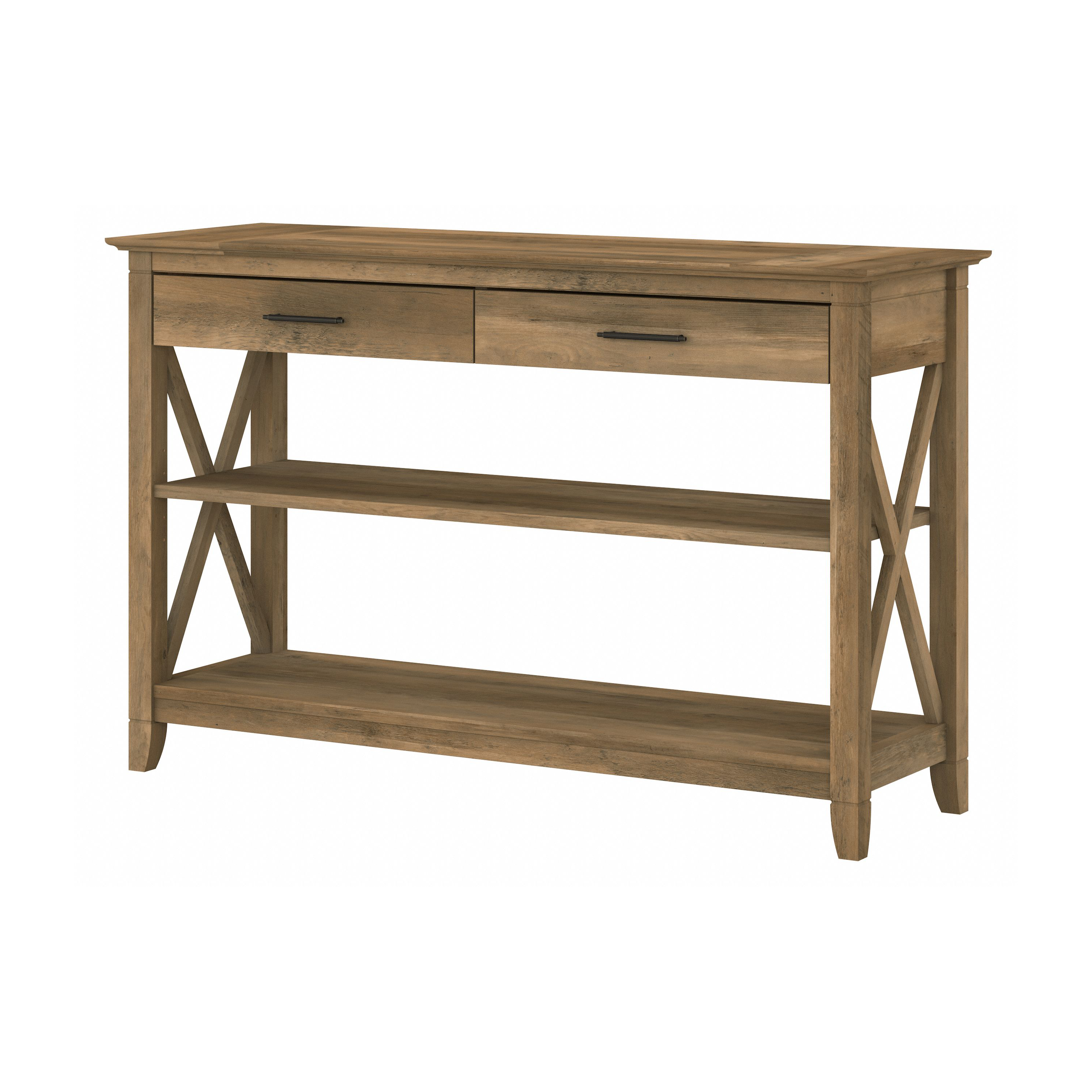 Shop Bush Furniture Key West Console Table with Drawers and Shelves 02 KWT248RCP-03 #color_reclaimed pine