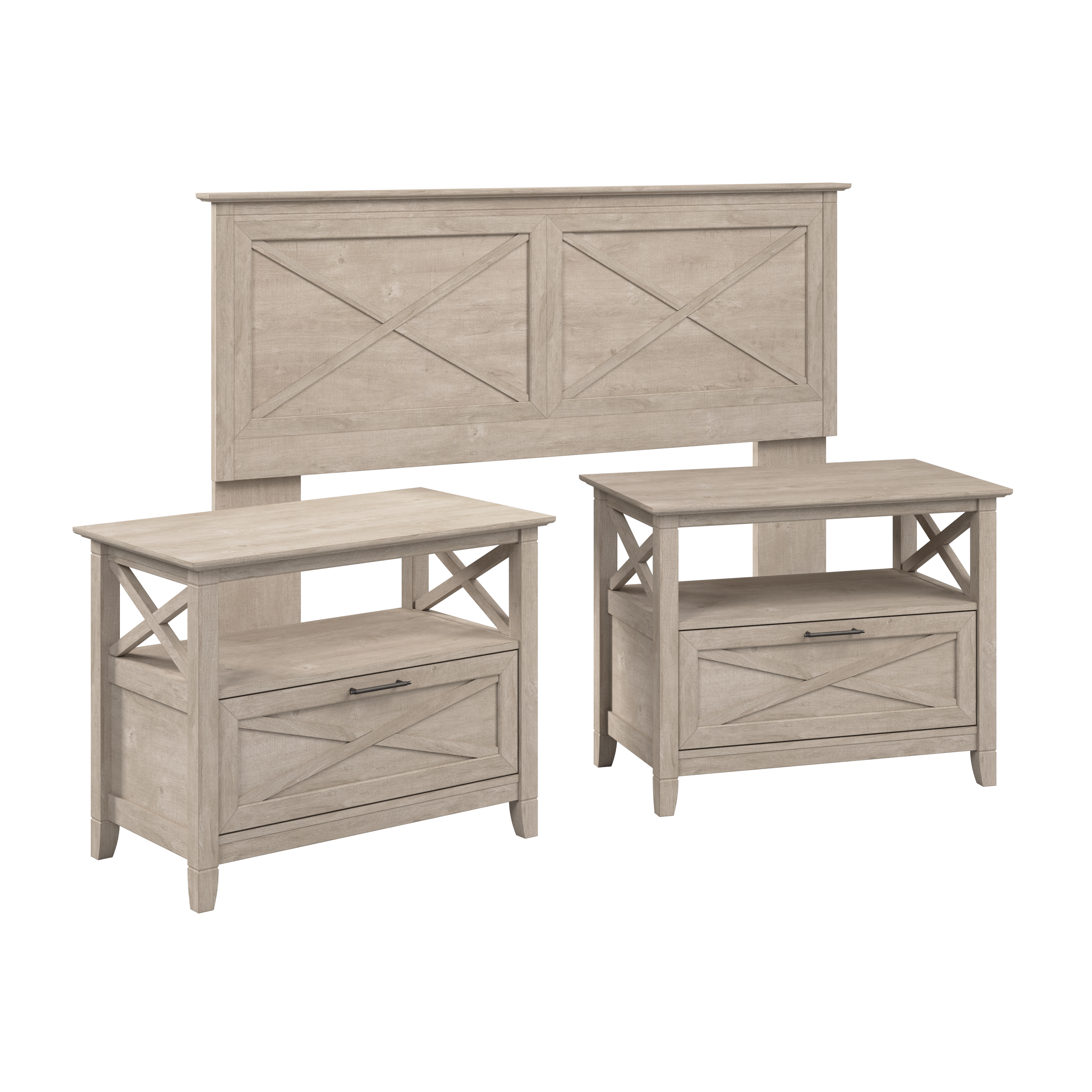 Bush Home Key West 65W Full/Queen Headboard with Set of 2 Nightstands