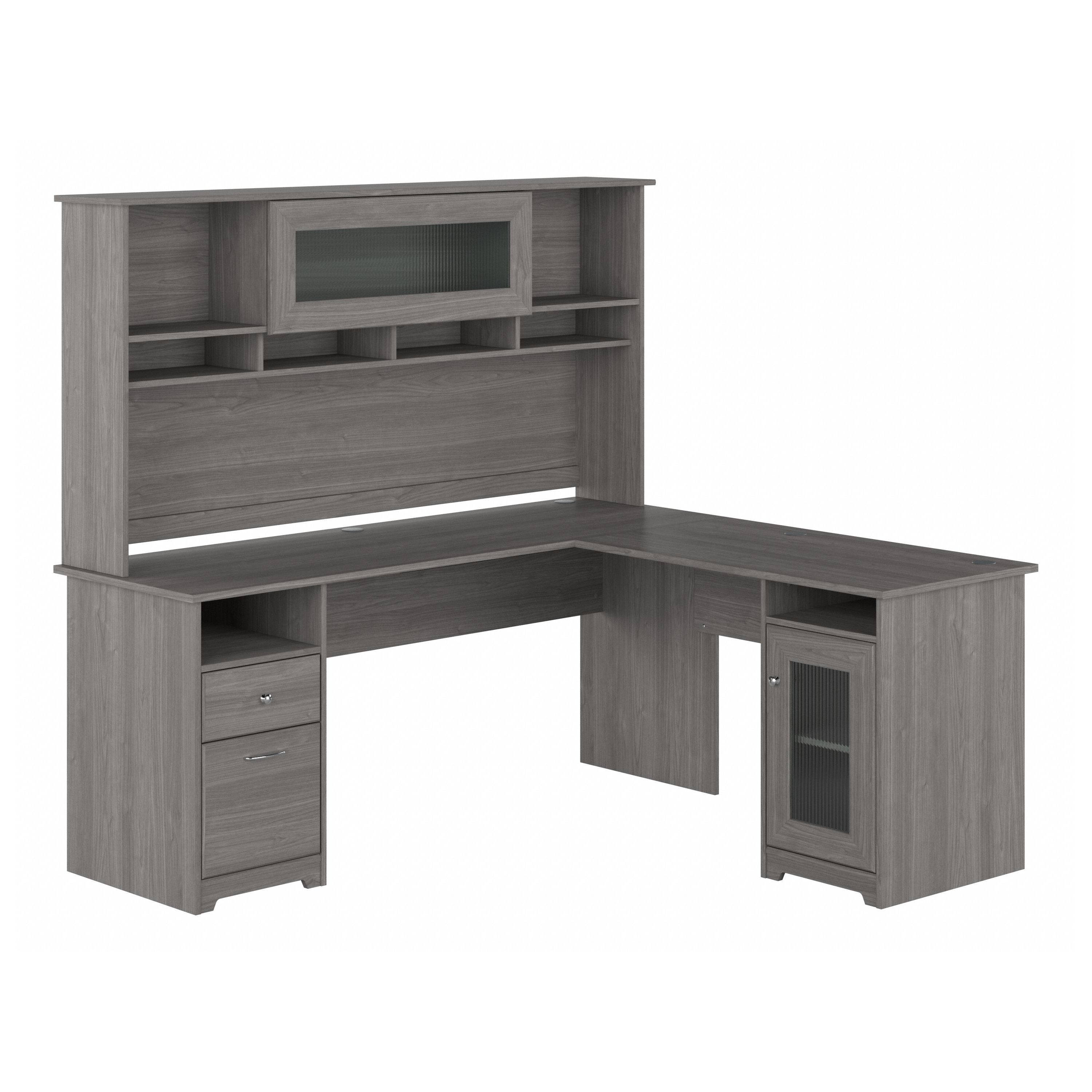 Shop Bush Furniture Cabot 72W L Shaped Computer Desk with Hutch and Storage 02 CAB073MG #color_modern gray