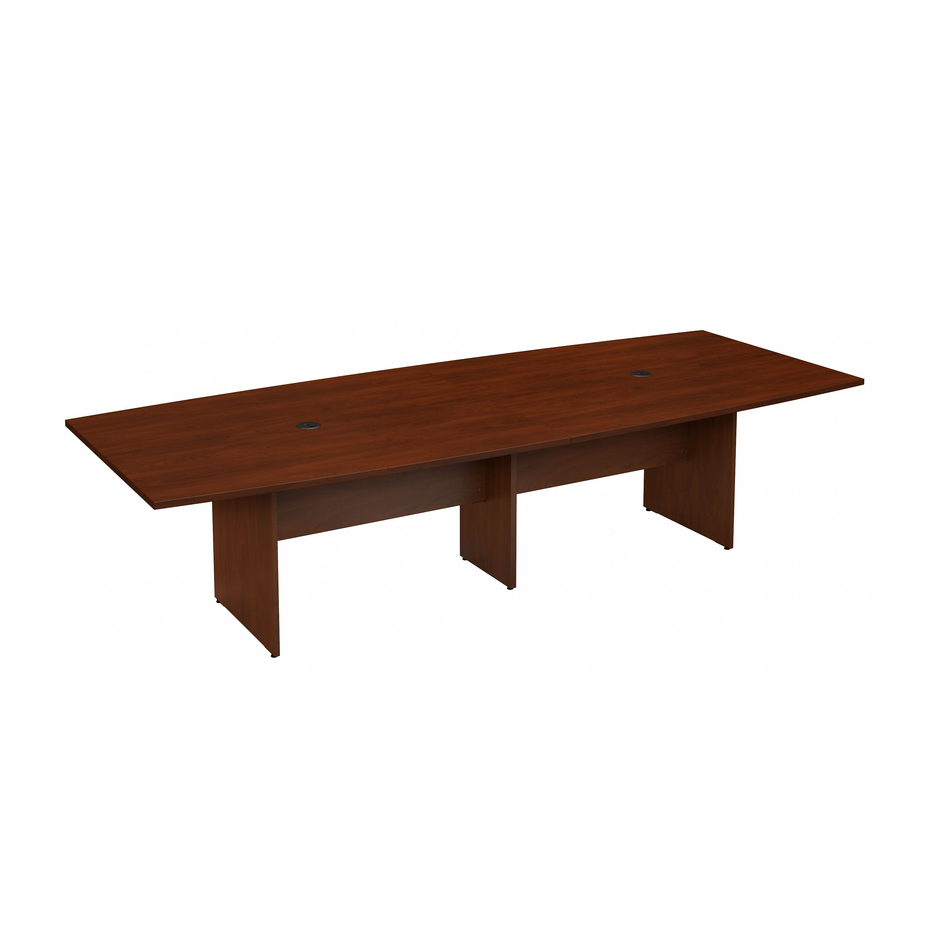 Shop Bush Business Furniture 120W x 48D Boat Shaped Conference Table with Wood Base 02 99TB12048HCK #color_hansen cherry