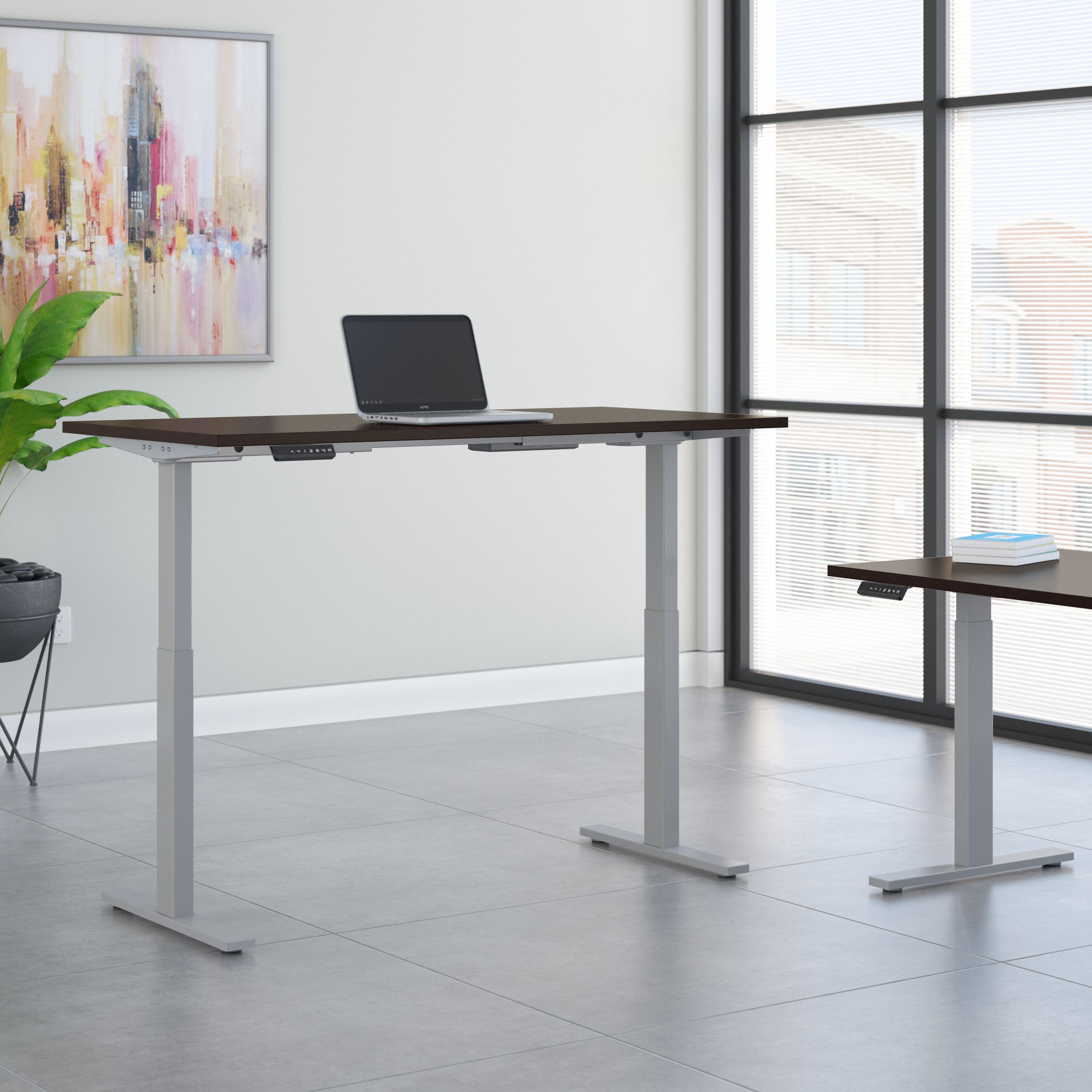 Shop Move 60 Series by Bush Business Furniture 60W x 30D Height Adjustable Standing Desk 01 M6S6030MRSK #color_mocha cherry/cool gray metallic