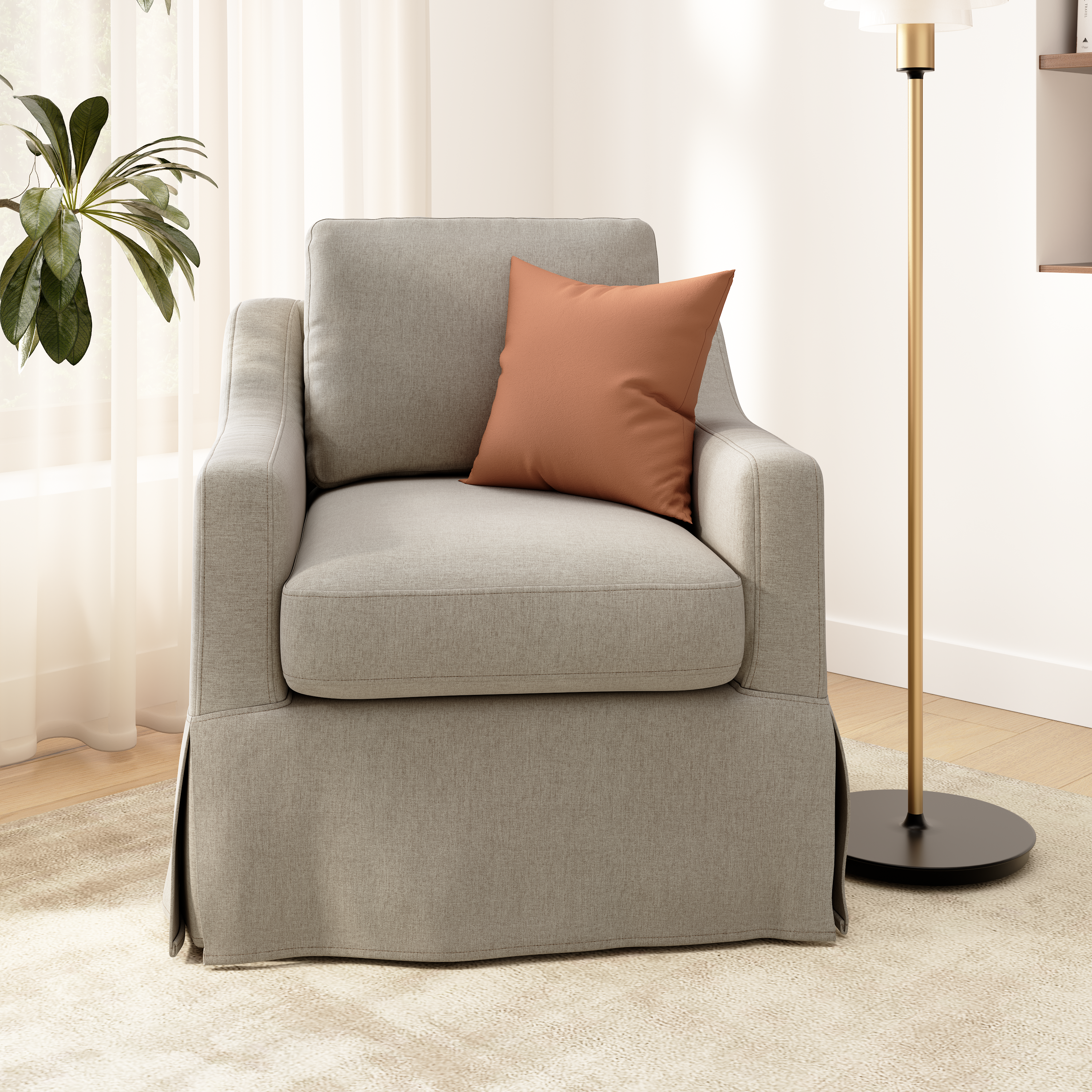 Shop Bush Home Harper Swivel Accent Chair with Slipcover HAR009SDB 2 #color_sand basketweave fabric