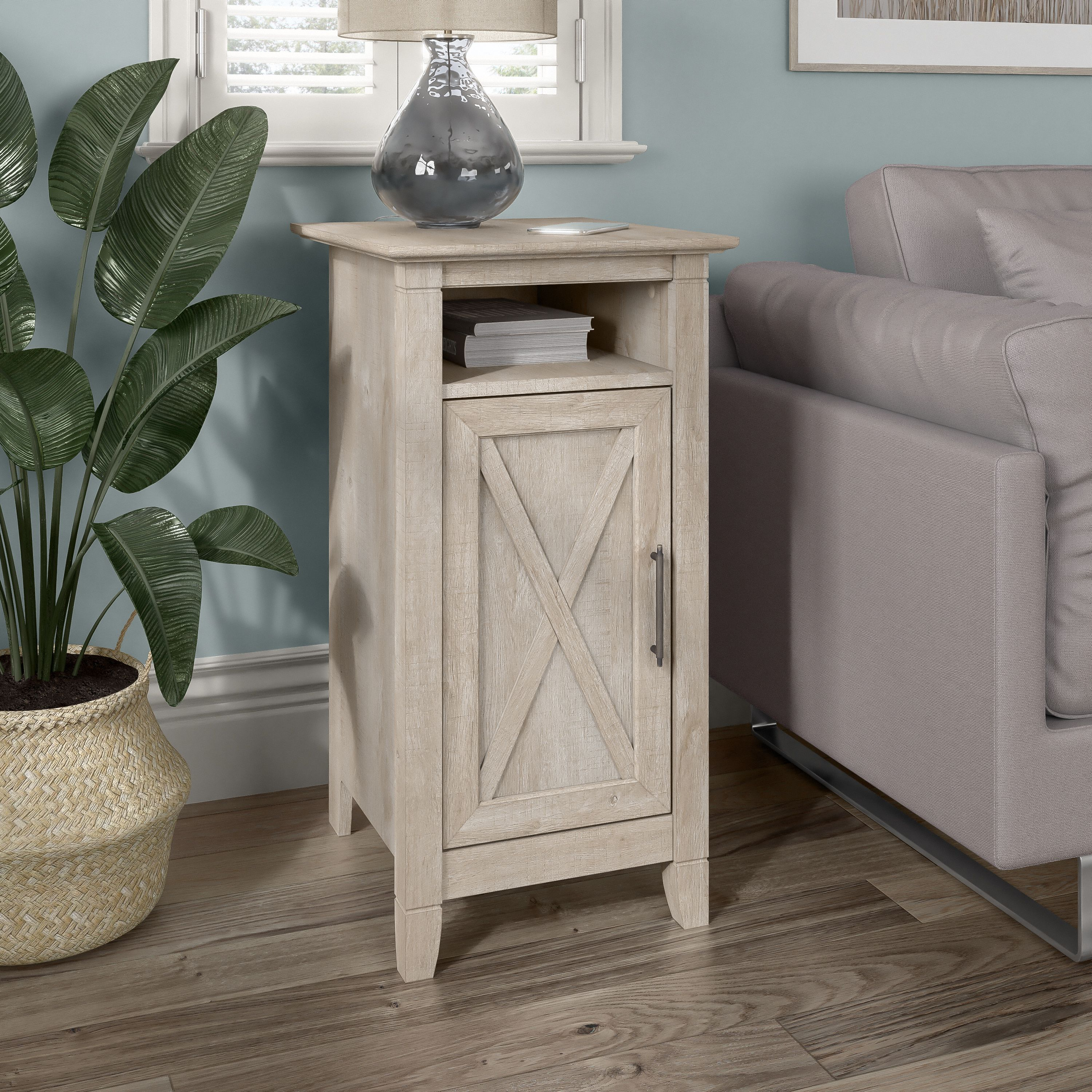 Shop Bush Furniture Key West End Table with Door 01 KWS116WG-Z2 #color_washed gray