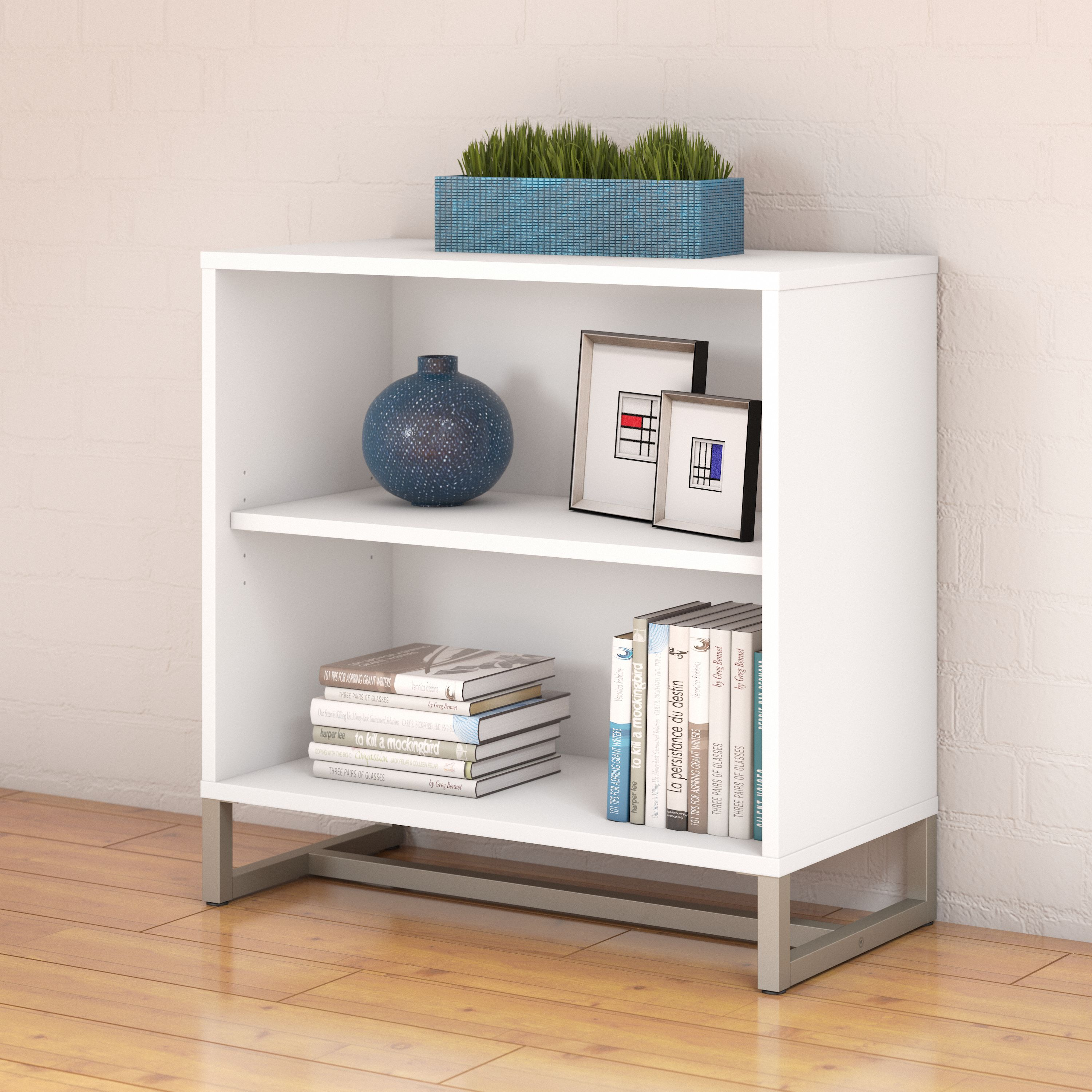 Shop Bush Business Furniture Method 2 Shelf Bookcase Cabinet 01 KI70205 #color_white
