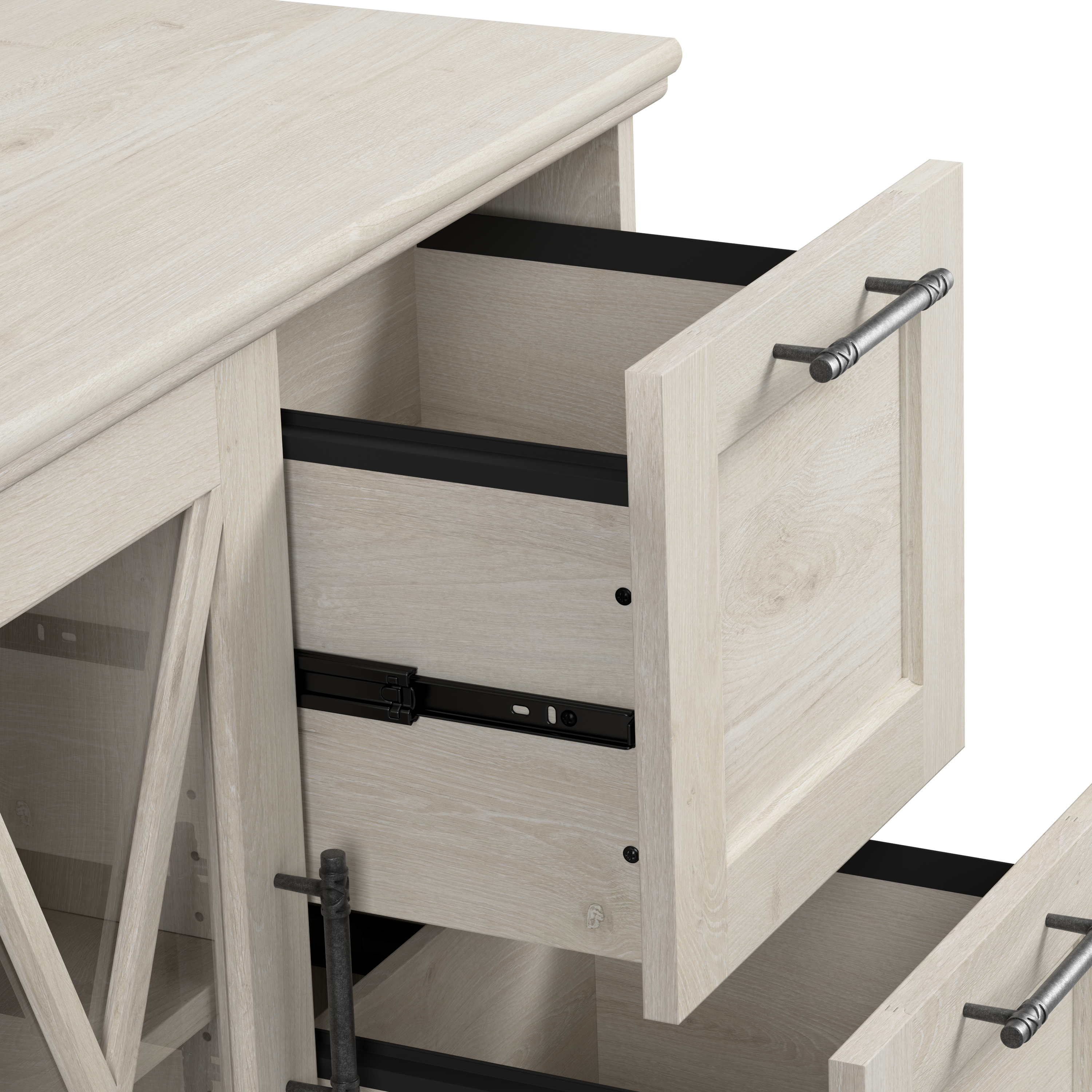 Shop Bush Furniture Lennox Farmhouse 2 Drawer Lateral File Cabinet with Shelves 04 LEF132LW-03 #color_linen white oak