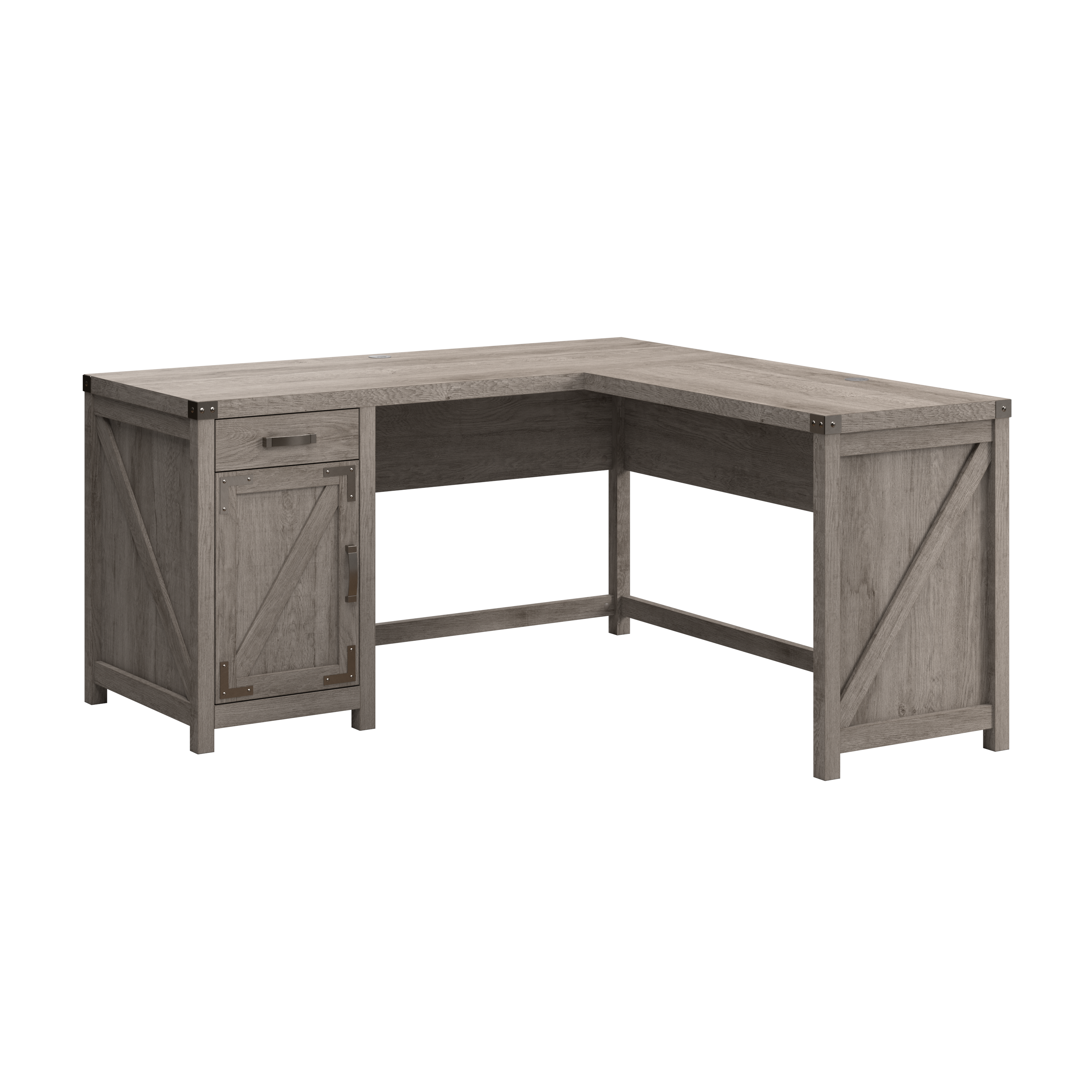 Shop Bush Furniture Knoxville 60W L Shaped Desk with Drawer and Storage Cabinet 02 CGD160RTG-03 #color_restored gray