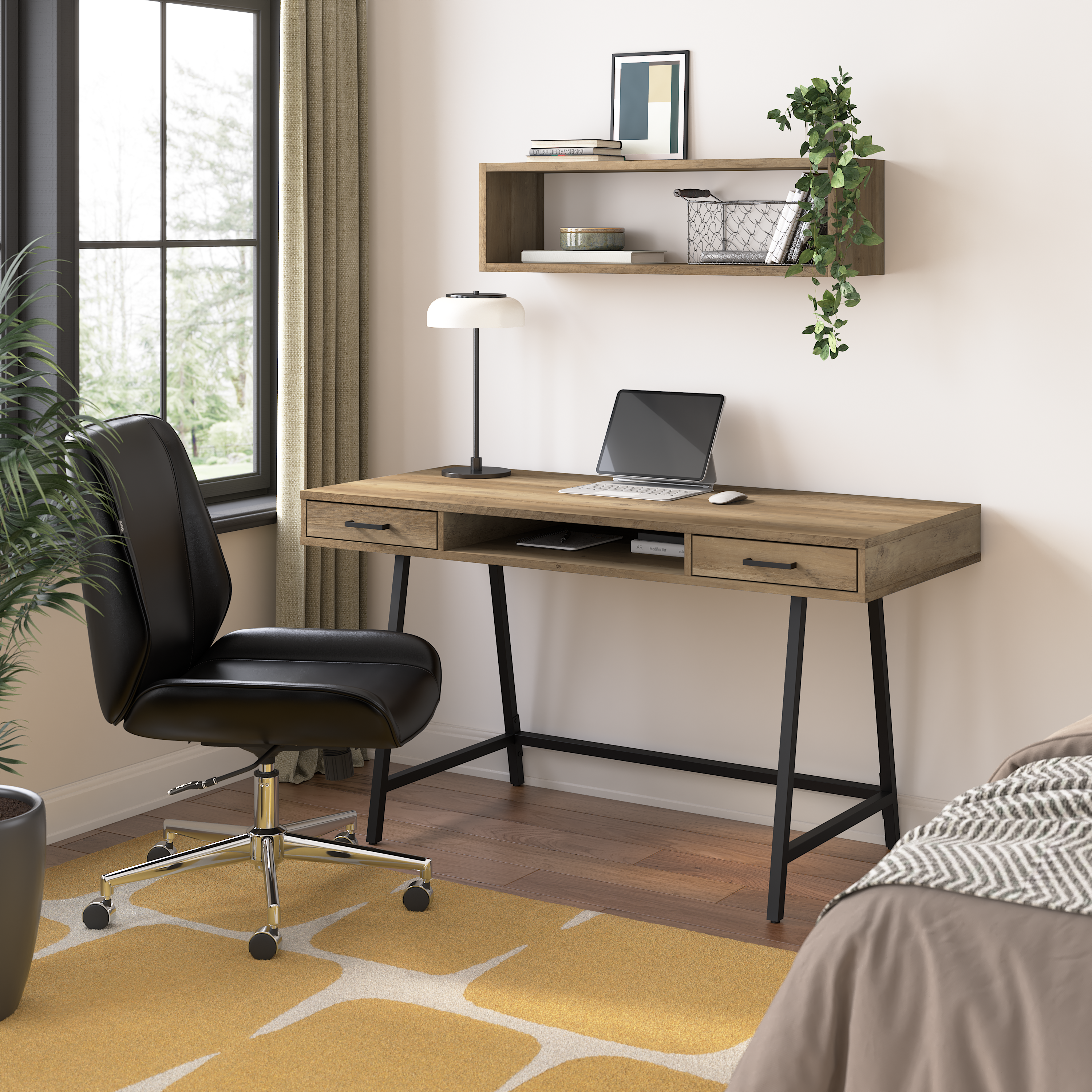 Shop Bush Furniture Steele 54W Writing Desk 01 SED154RCP-03 #color_reclaimed pine
