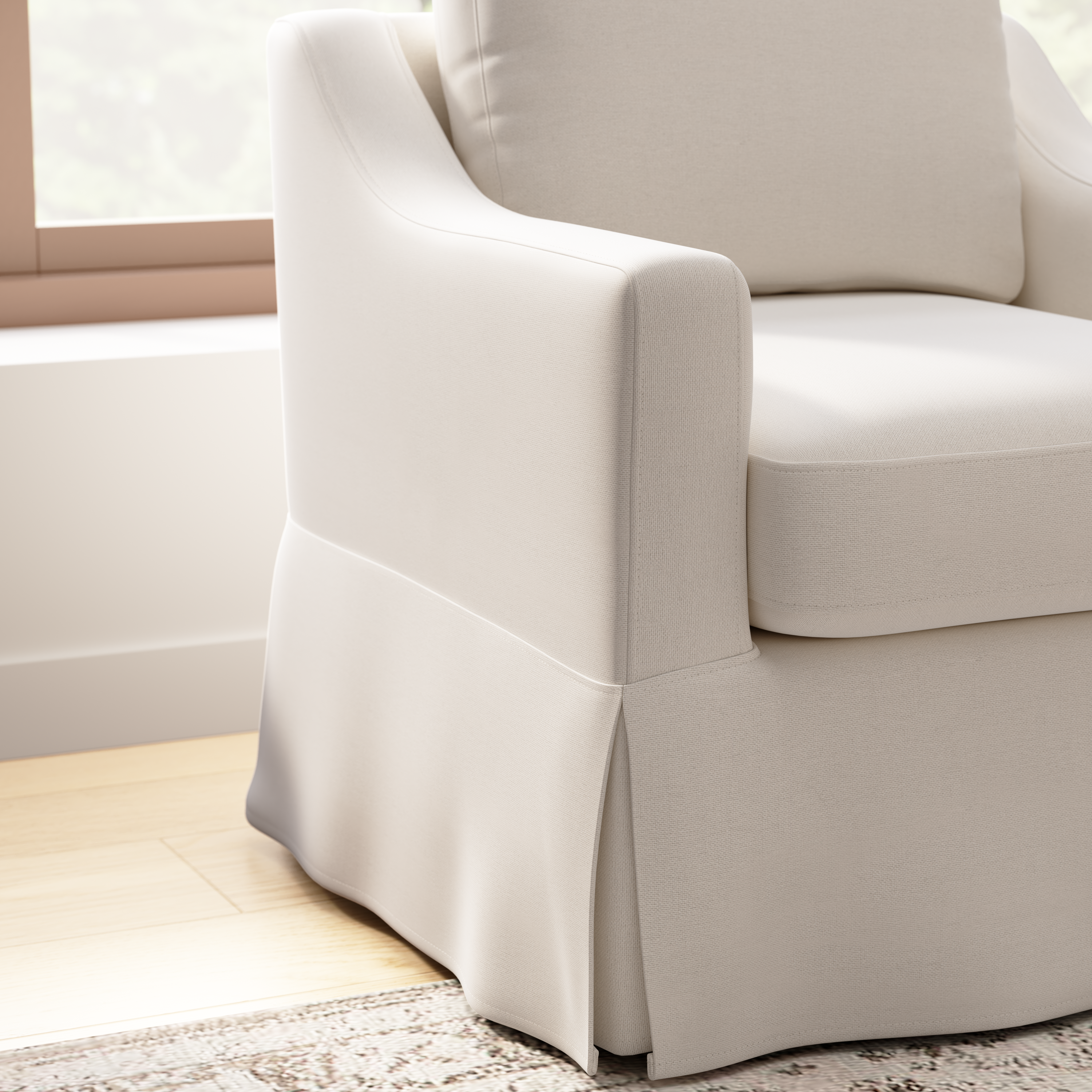 Shop Bush Home Harper Swivel Accent Chair with Slipcover HAR009IYB 5 #color_ivory basketweave fabric