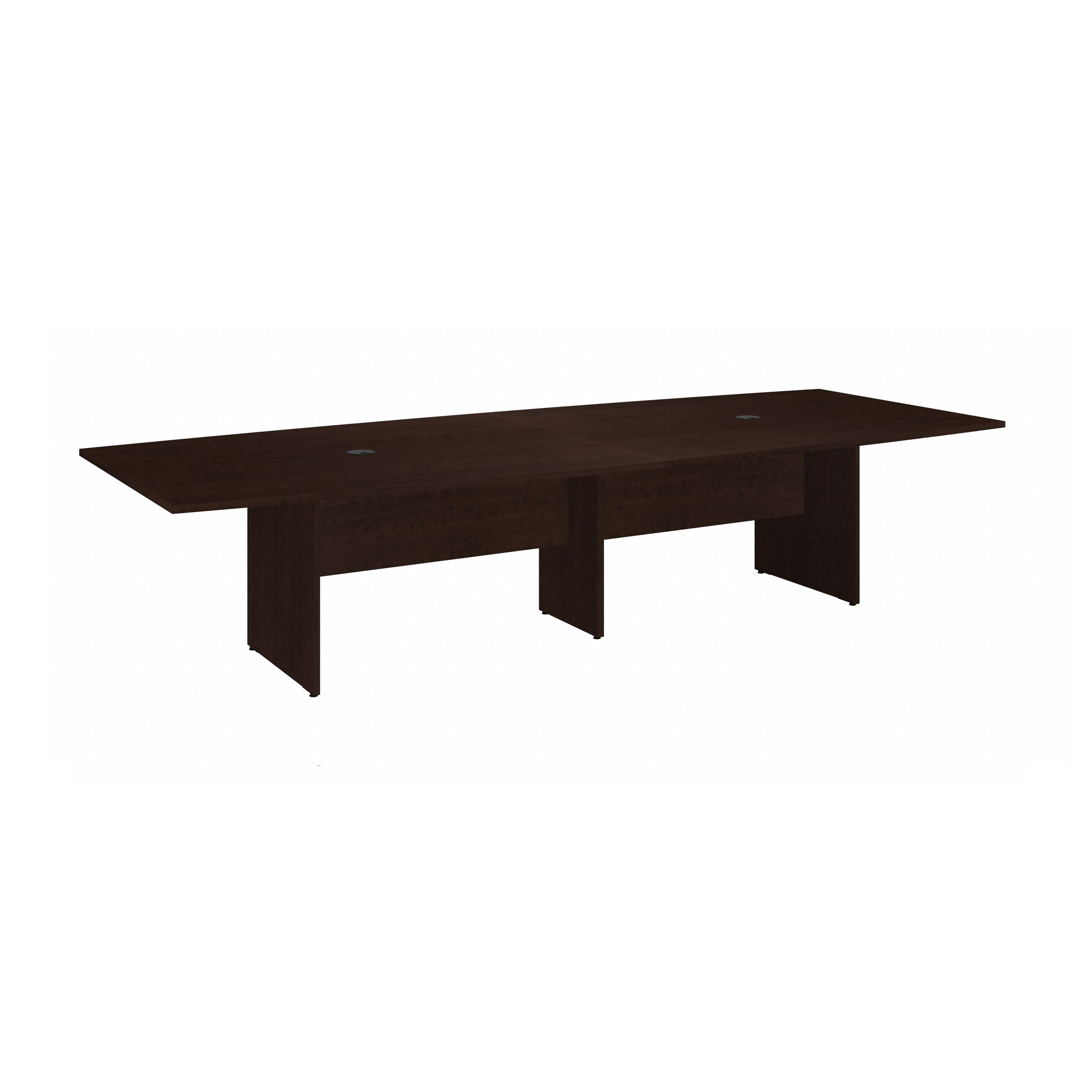 Shop Bush Business Furniture 120W x 48D Boat Shaped Conference Table with Wood Base 02 99TB12048MRK #color_mocha cherry