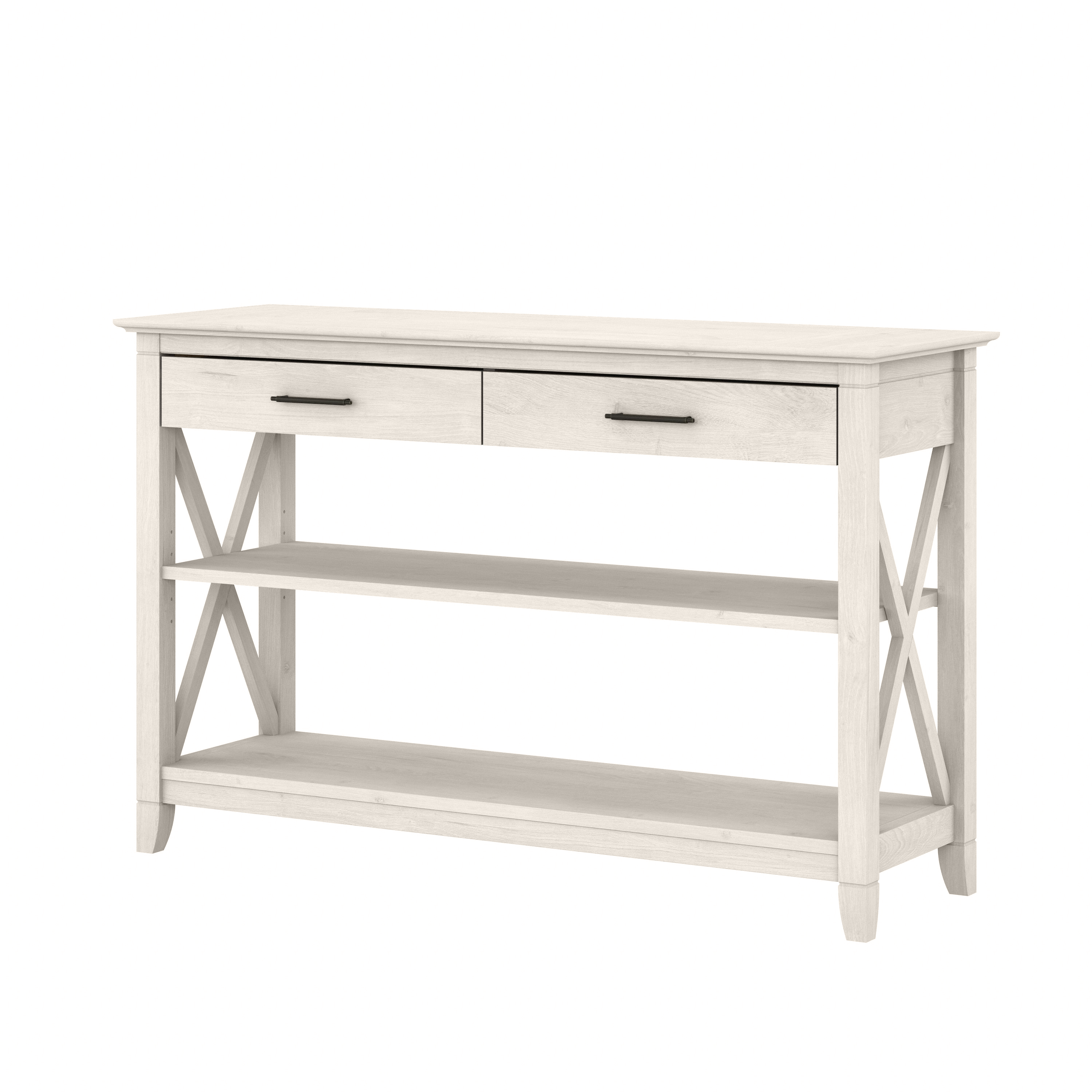 Shop Bush Furniture Key West Console Table with Drawers and Shelves 02 KWT248LW-03 #color_linen white oak