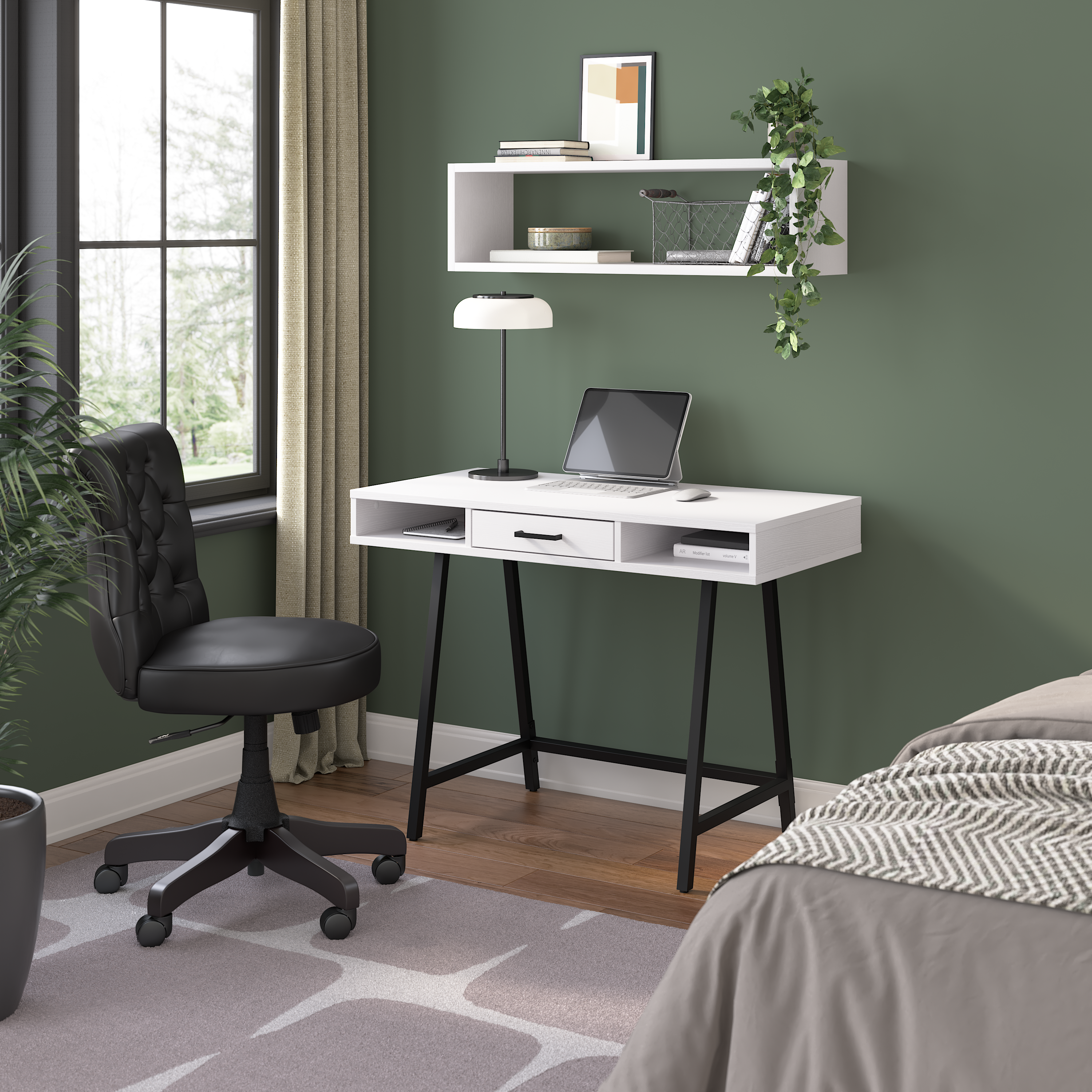 Shop Bush Furniture Steele 40W Writing Desk 01 SED140WT-03 #color_pure white oak