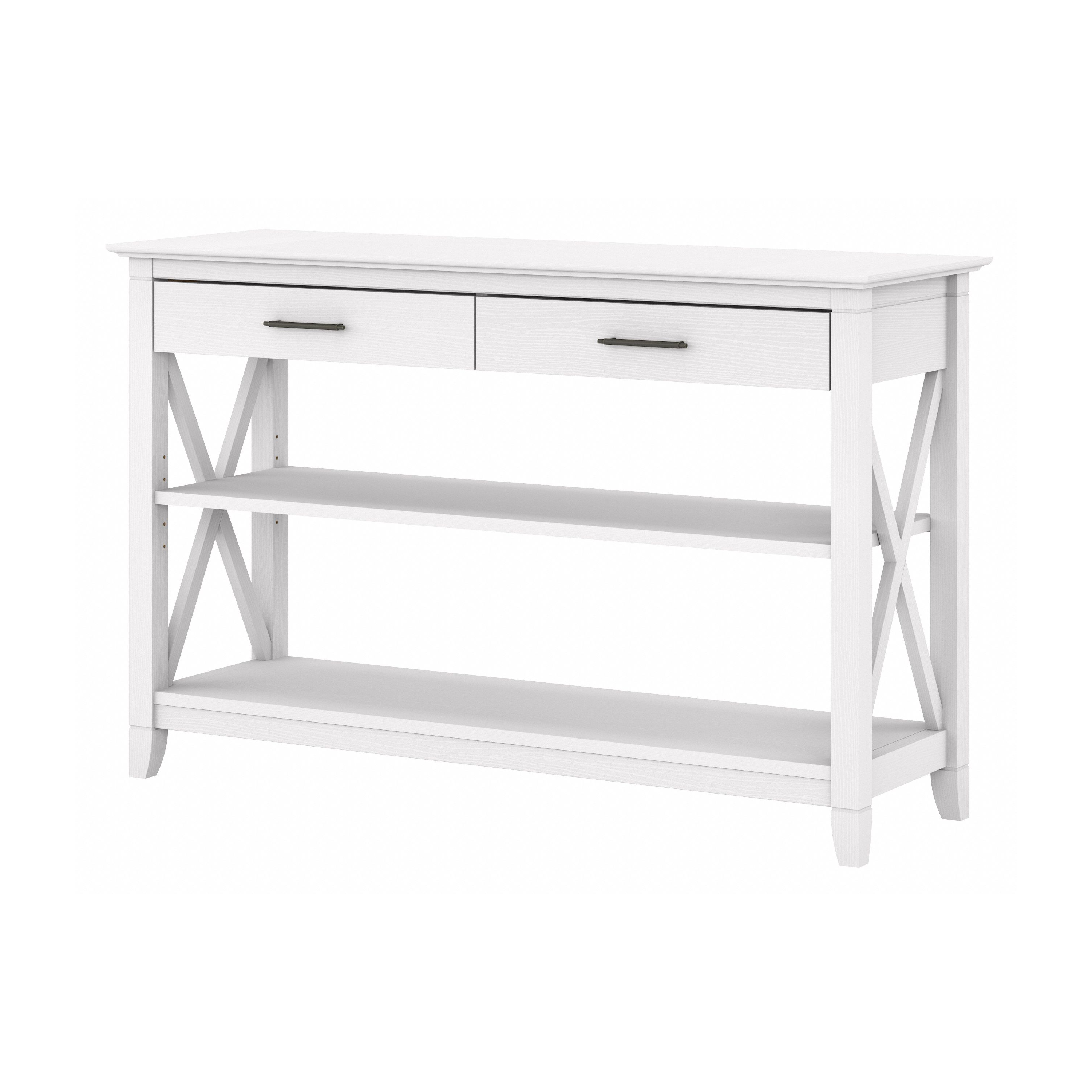 Shop Bush Furniture Key West Console Table with Drawers and Shelves 02 KWT248WT-03 #color_pure white oak