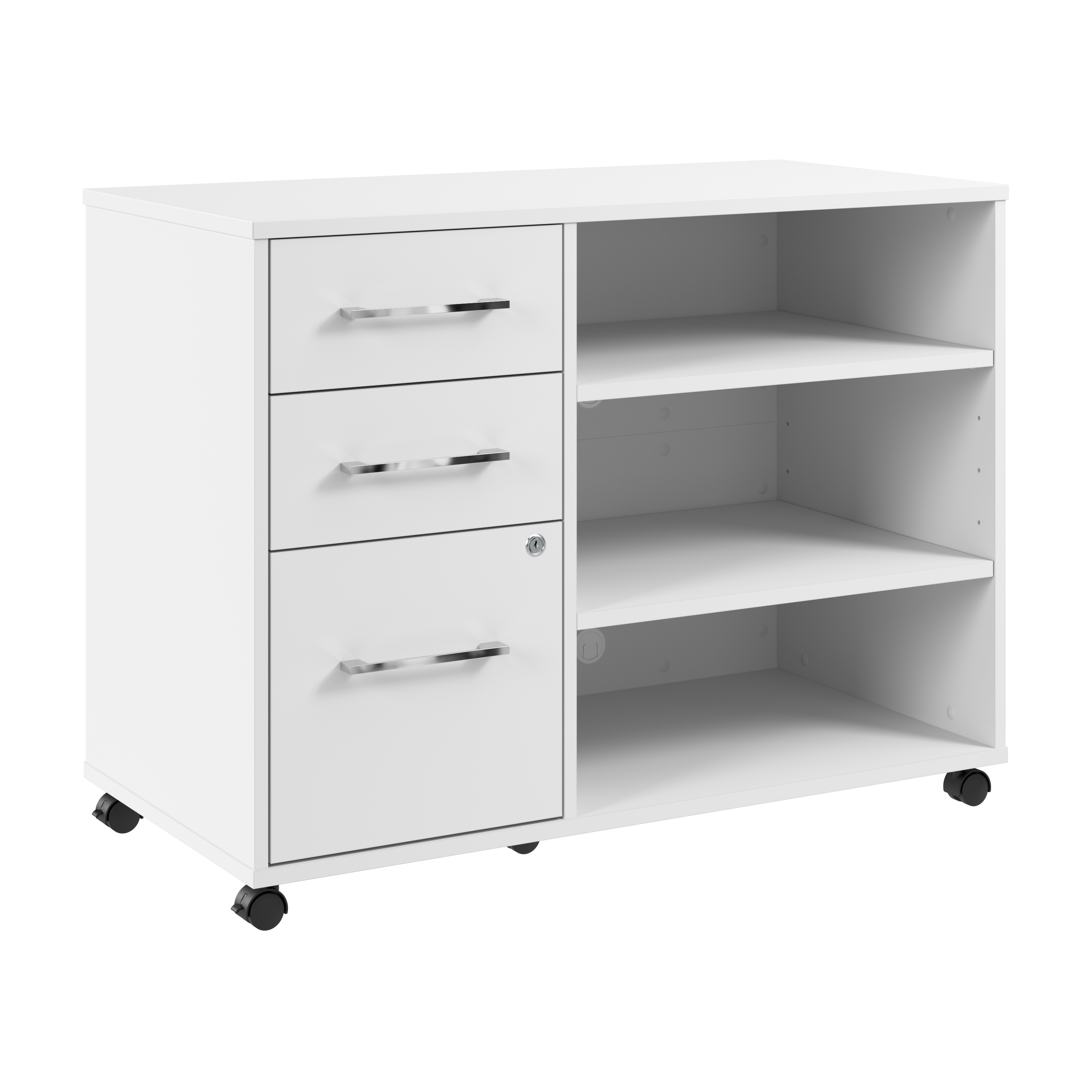 Shop Bush Business Furniture Hustle Office Storage Cabinet with Wheels 02 HUF140WH #color_white