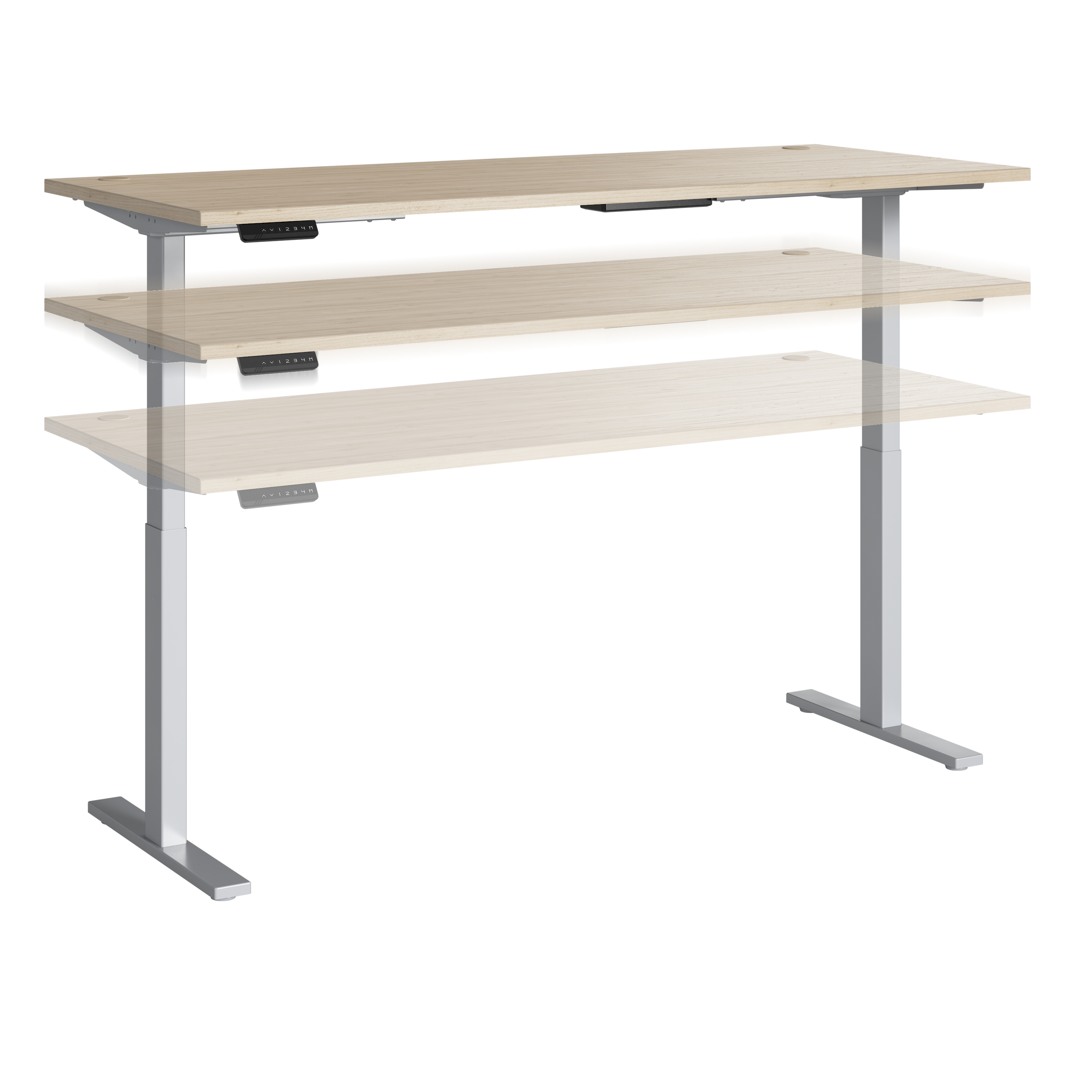 Shop Move 60 Series by Bush Business Furniture 72W x 30D Electric Height Adjustable Standing Desk 02 M6S7230NESK #color_natural elm/cool gray metallic